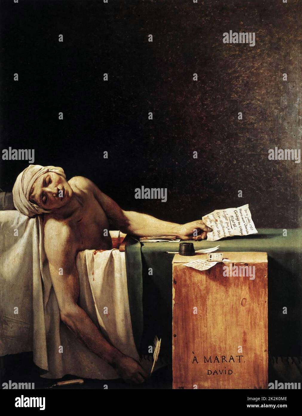 Jacques-Louis David Scuola neoclassica francese la morte di Marat la Mort de Marat o Marat assassiné 1793 olio su tela (165 x 128 cm) Bruxelles, Musei reali di Belle Arti del Belgio Foto Stock