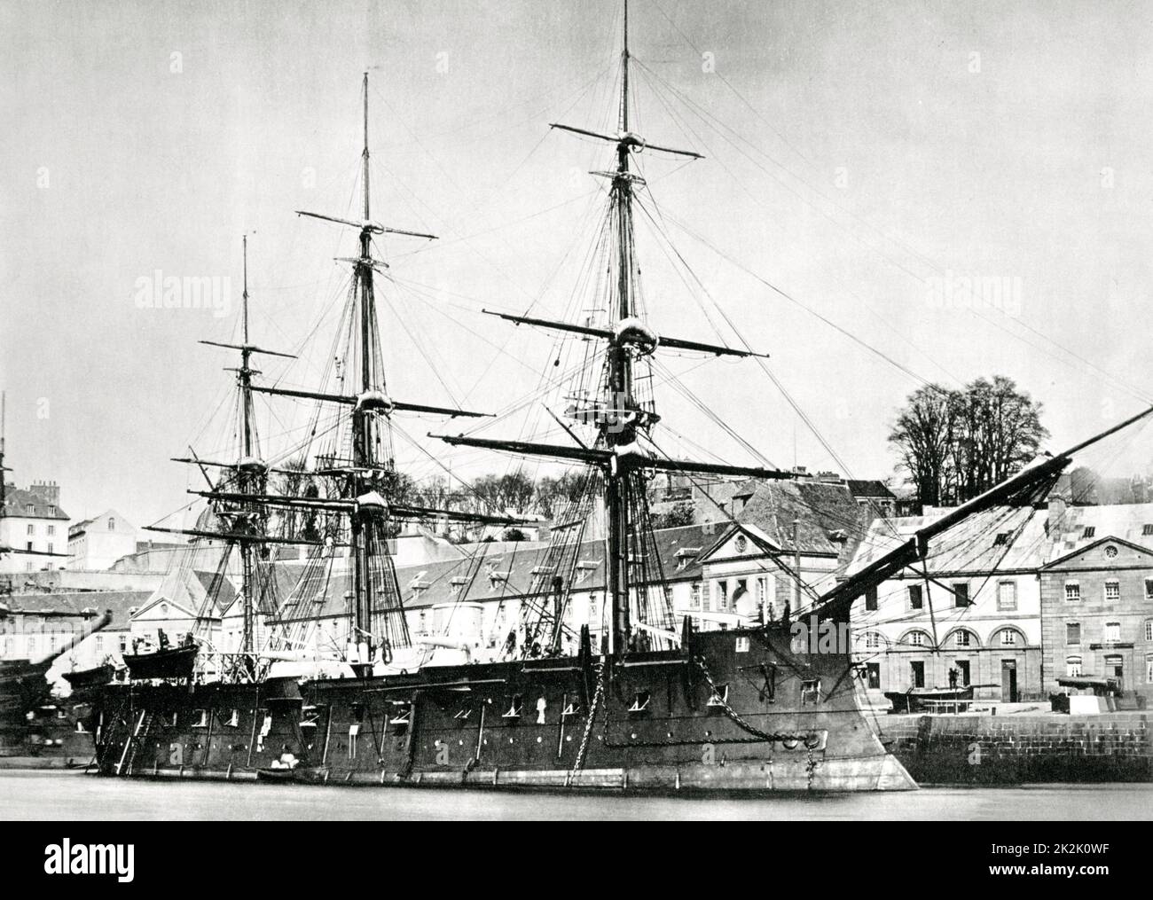 Corazzata francese "Ocean", il primo della sua classe. Costruito a Brest, commissionato luglio 1870, suddivisi in 1895. Dal 1891 ha servito come nave scuola. Marine, nave da guerra, Navale Foto Stock