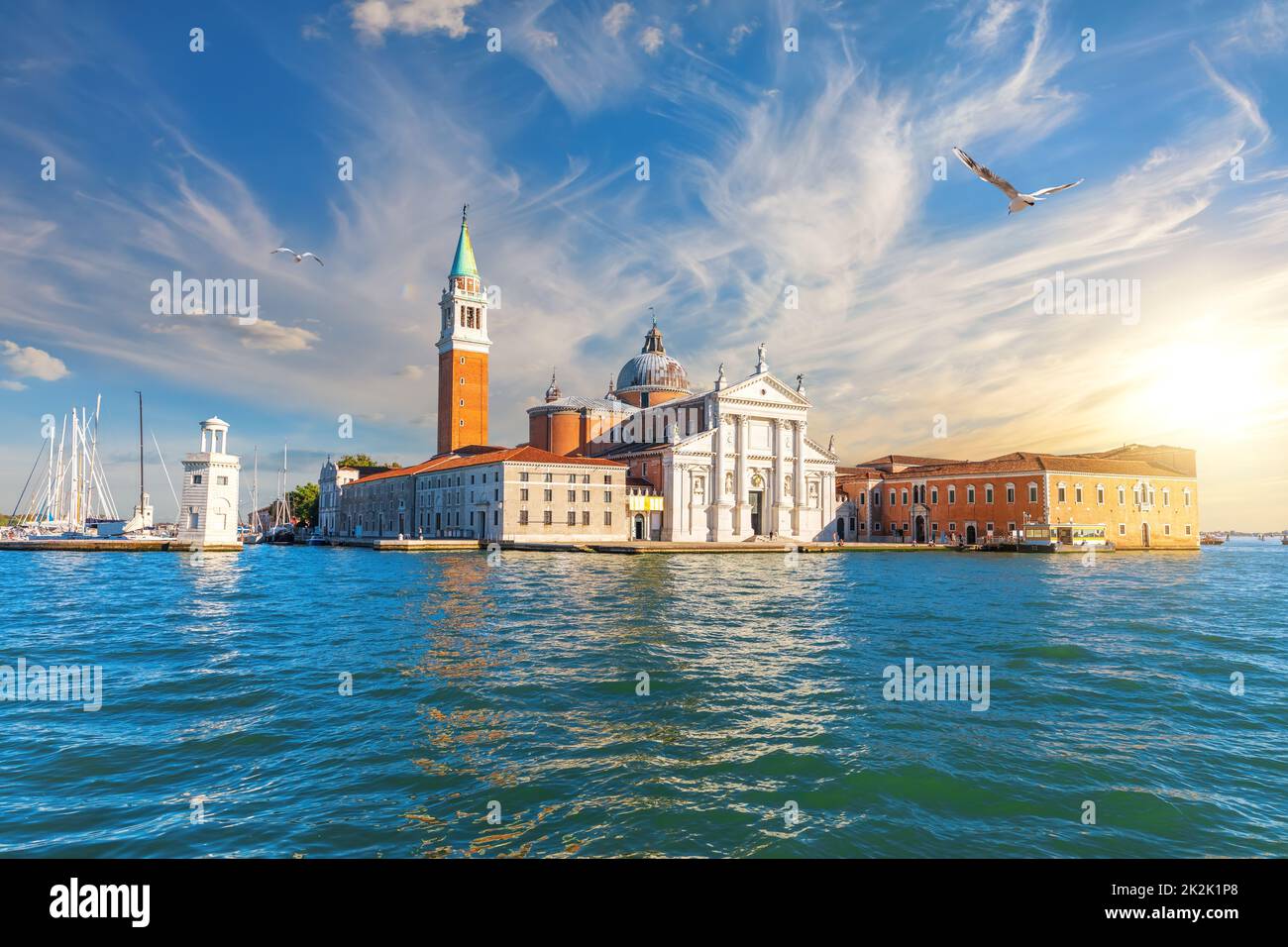 Isola di San Giorgio maggiore nella laguna di Venezia Foto Stock
