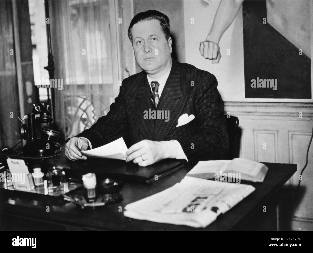 Il politico francese Marcel Bucard, gennaio 1936. Foto Stock