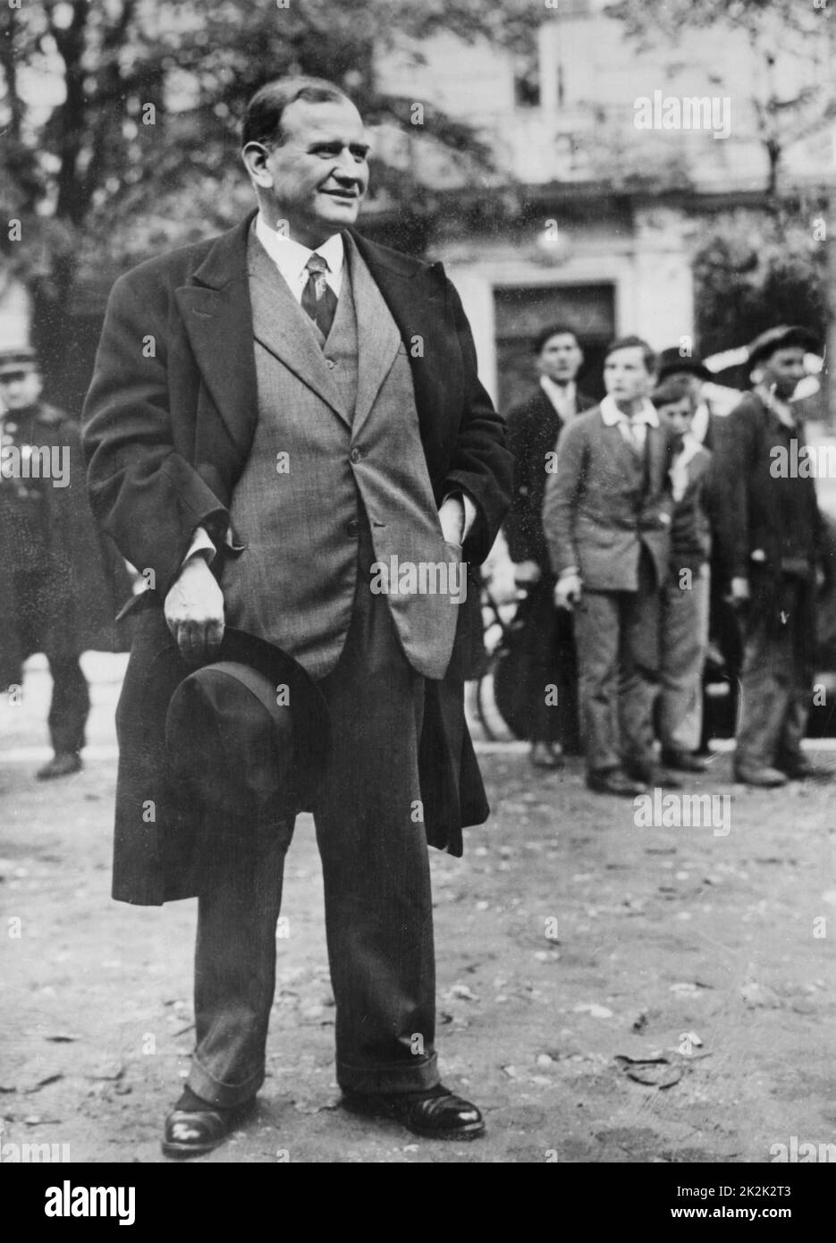 Ritratto di Edouard Daladier, statista francese, ministro della terza Repubblica durante il periodo interbellico. Qui all'apertura del Congresso radicale a Grenoble nel novembre 1930. Foto Stock