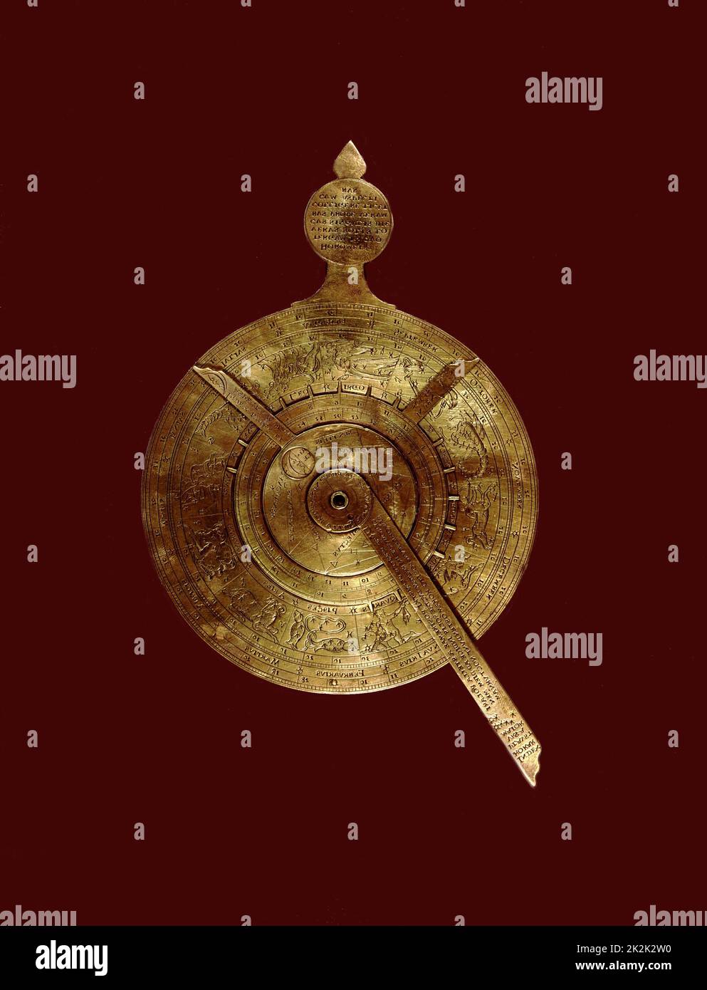 Astrolabio adornato con i segni dello Zodiac 16th-17th secolo Oxford, Museo di Storia della Scienza Foto Stock
