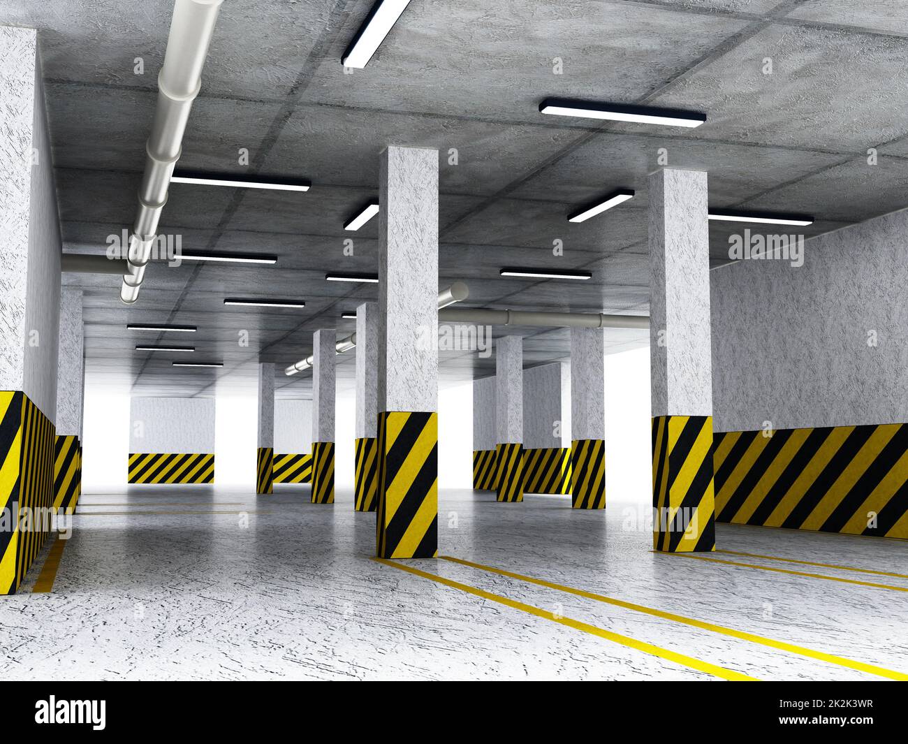 Parcheggio interno. Illustrazione 3D Foto Stock