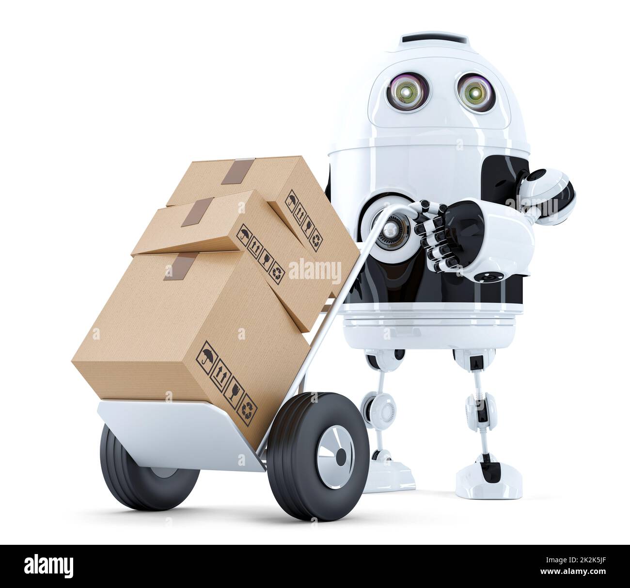 Robot di consegna. Isolato. Contiene il tracciato di ritaglio Foto Stock