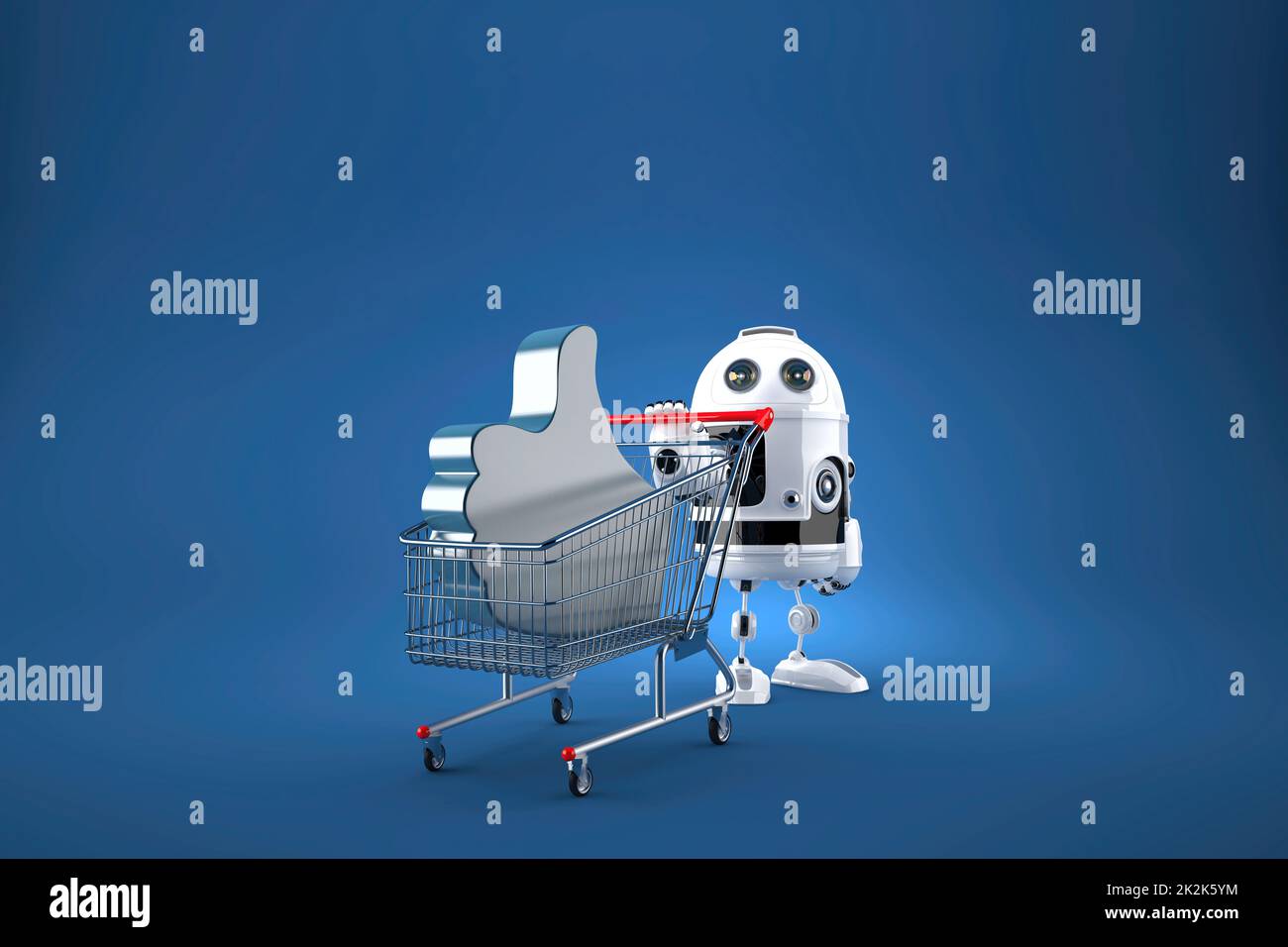Robot con carrello. Contiene il tracciato di ritaglio. illustrazione 3d Foto Stock