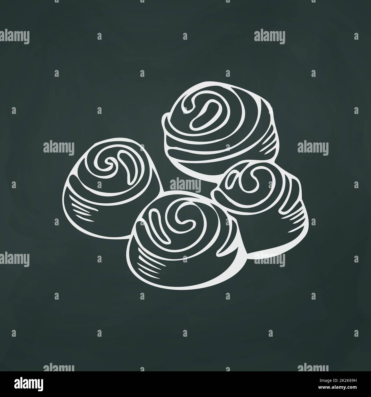 Sweet buns sottili linee bianche su uno sfondo scuro textural - Vector Foto Stock