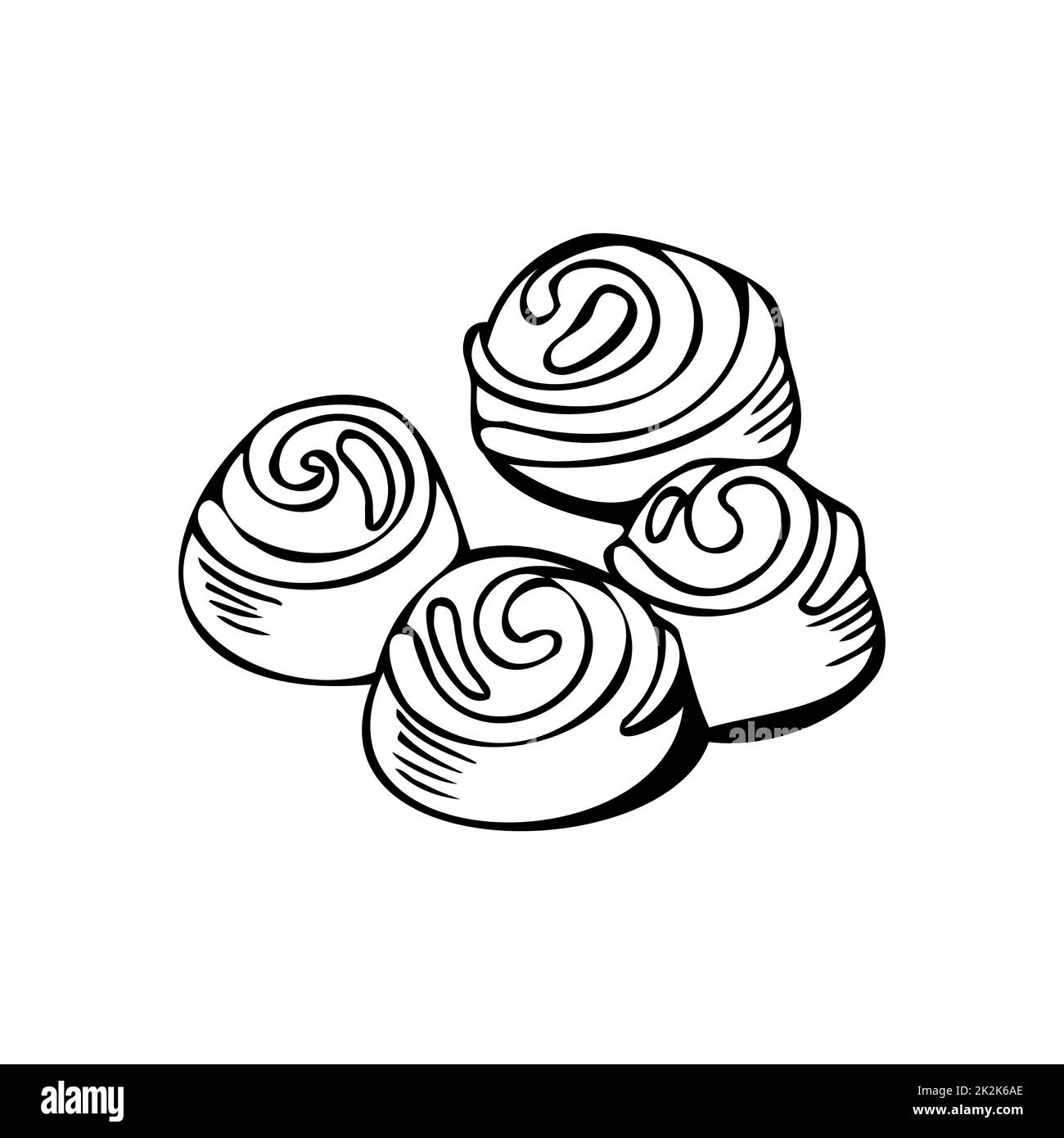 Sweet buns sottili linee nere su sfondo bianco - Vector Foto Stock