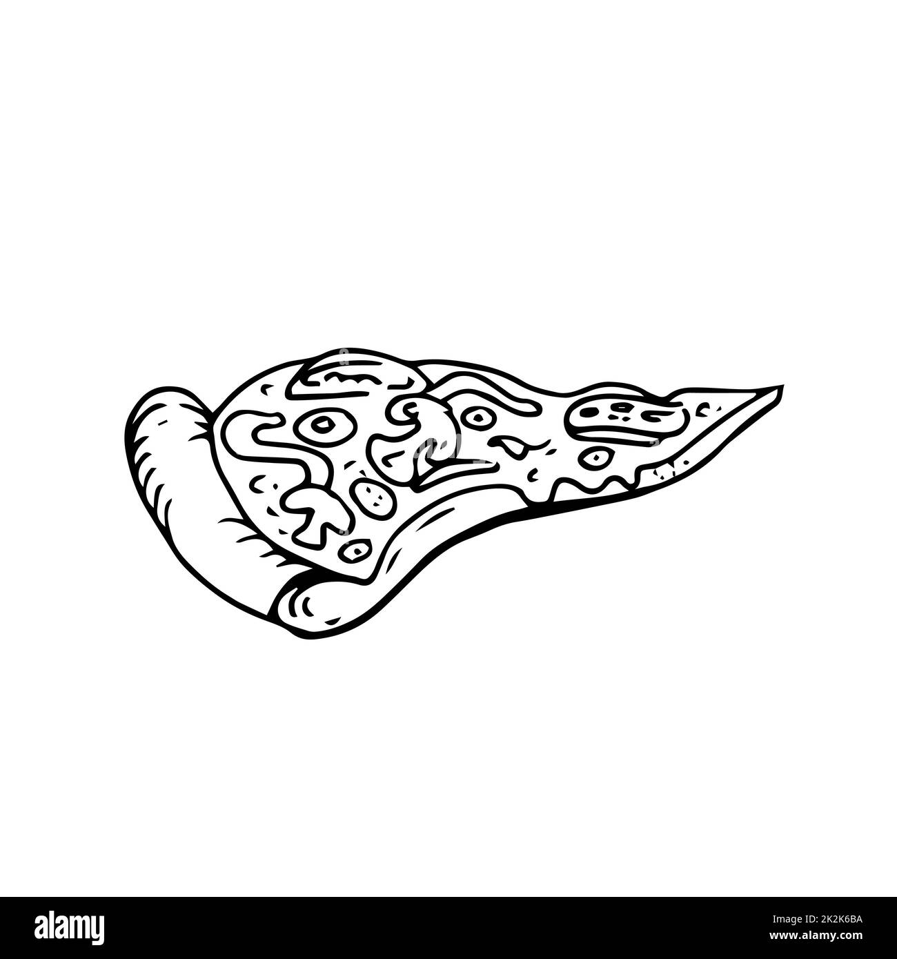 Pezzo di pizza italiana sottili linee nere su sfondo bianco - Vector Foto Stock