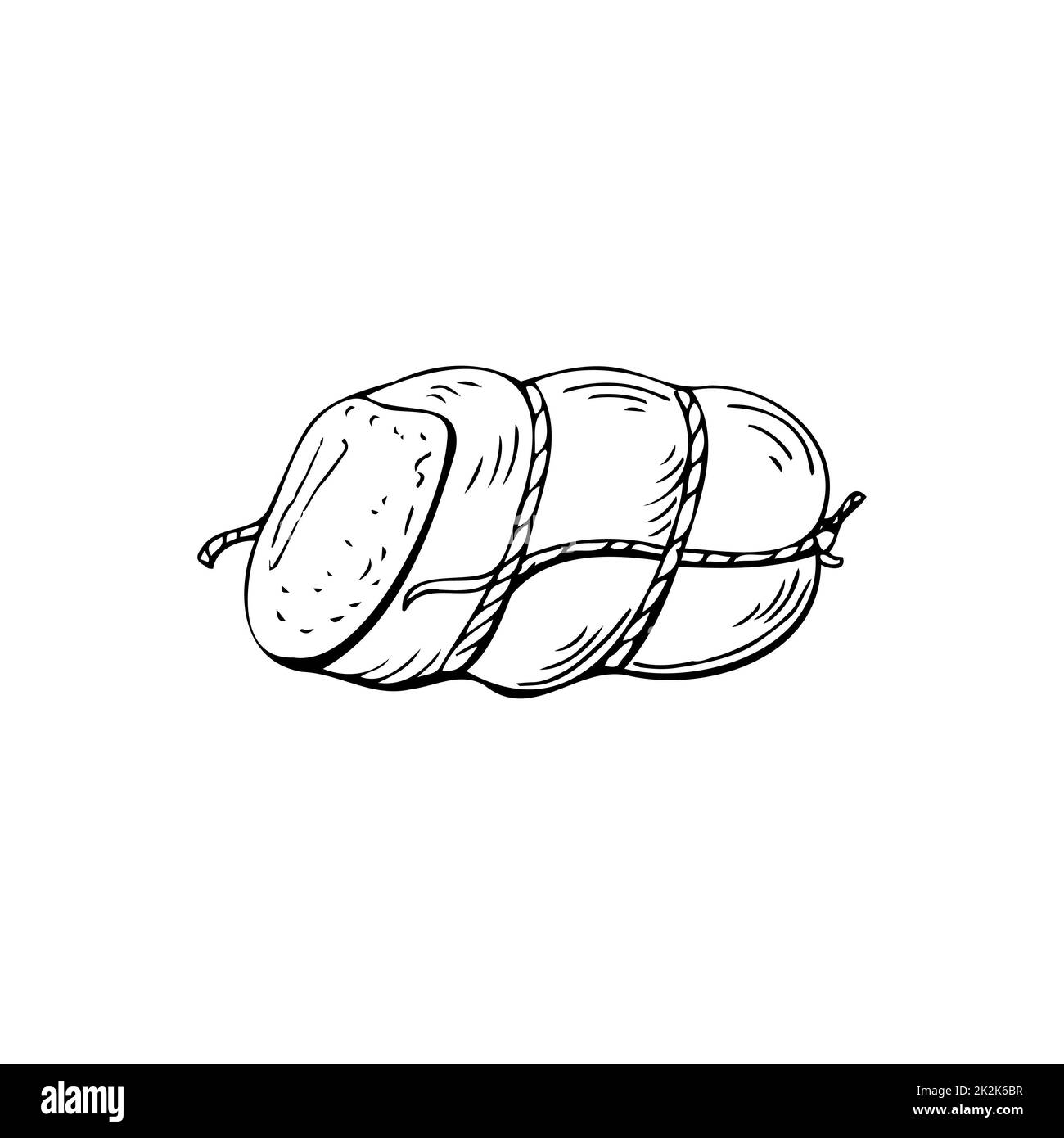 Sottili linee nere di salsiccia su sfondo bianco - Vector Foto Stock