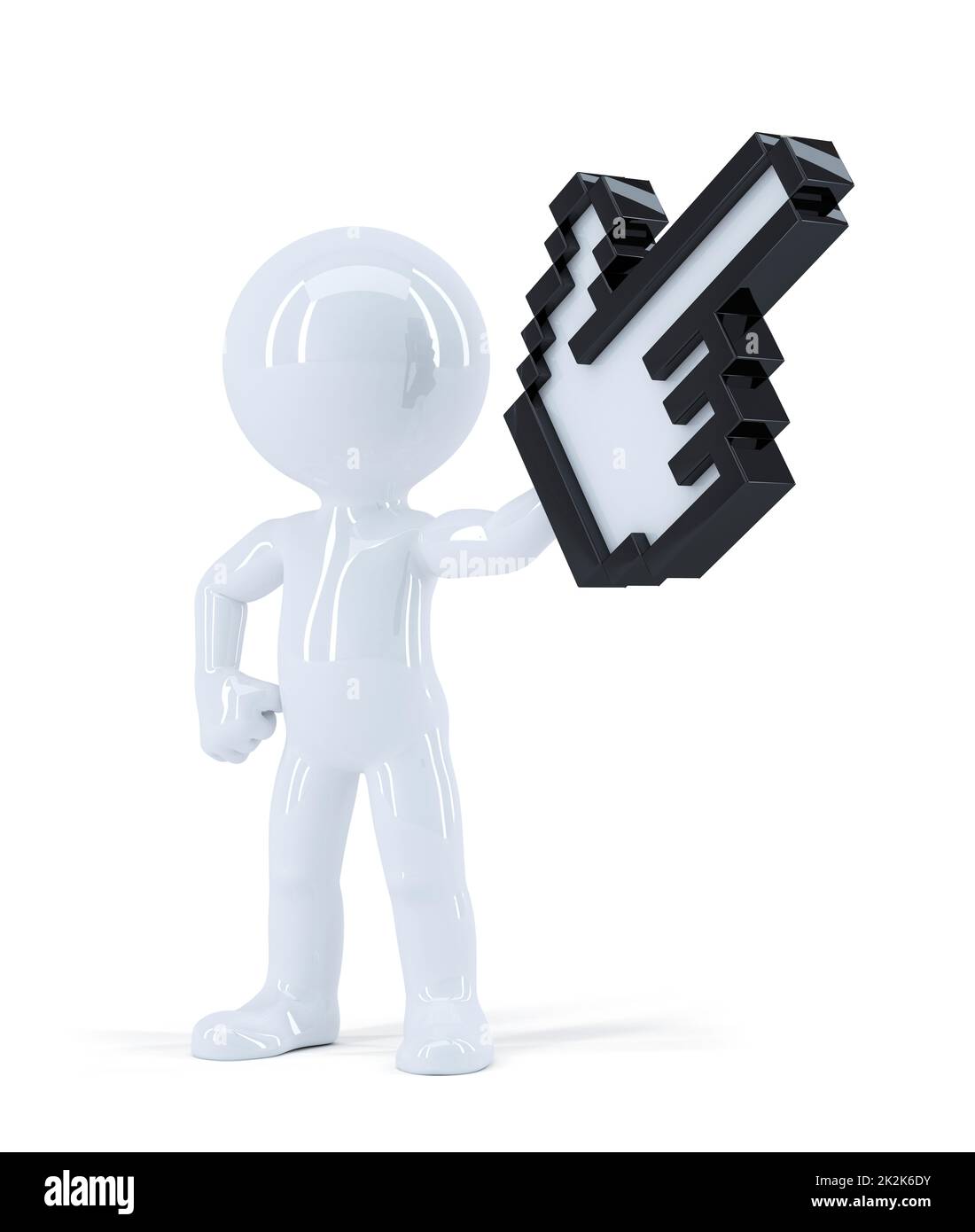 Uomo con puntatore pixel. Foto Stock