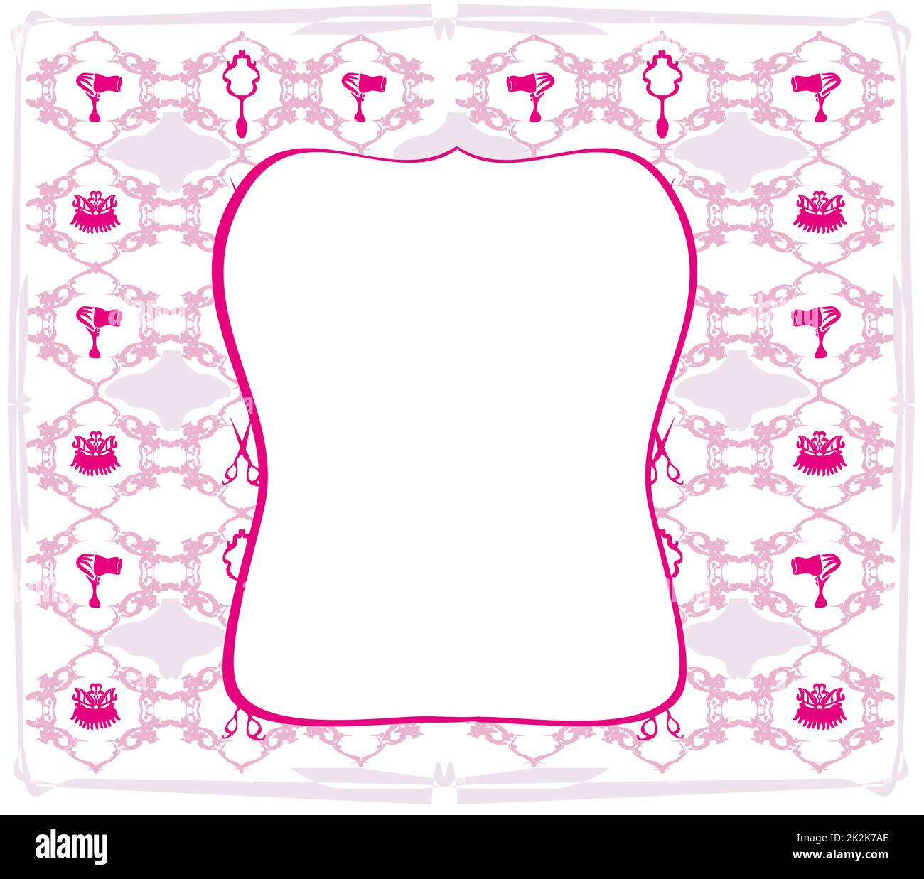 Rosa parrucchiere barbiere strumenti illustrazione telaio Foto Stock