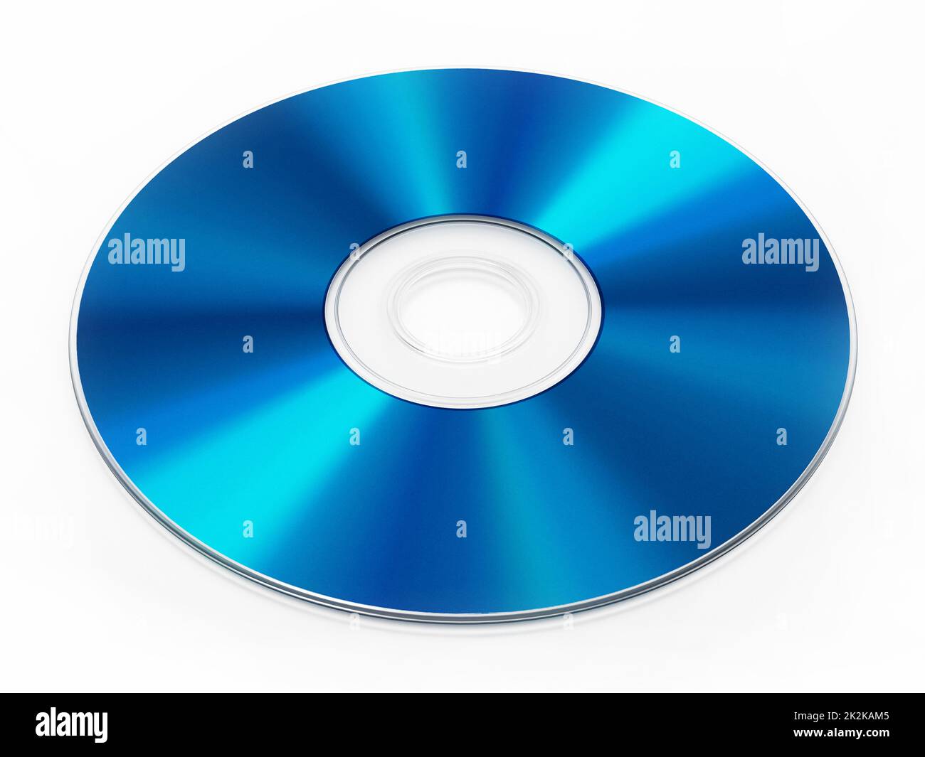 Disco Blu-ray isolato su sfondo bianco. Illustrazione 3D Foto Stock