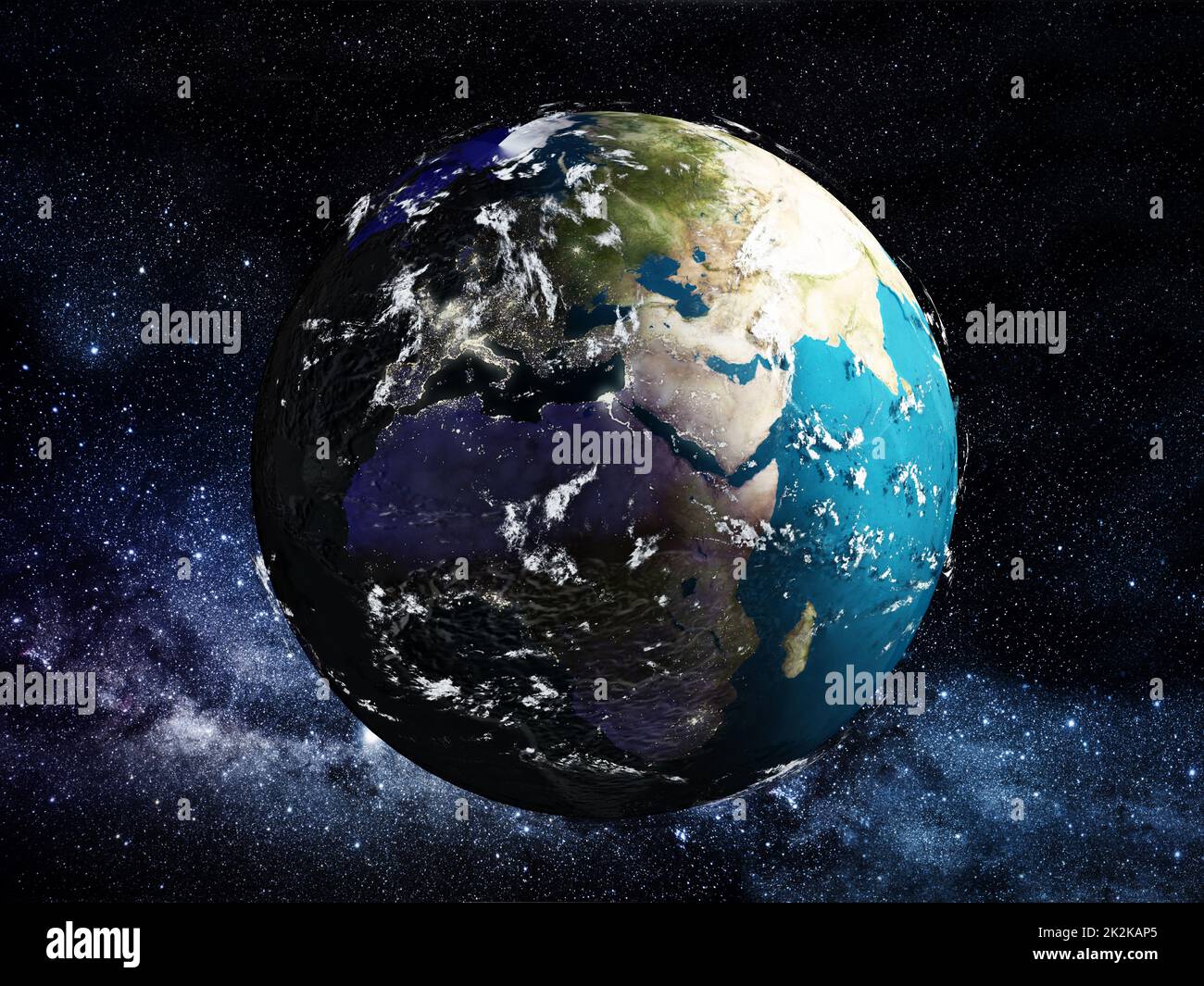 Vista della Terra dallo spazio. Illustrazione 3D Foto Stock