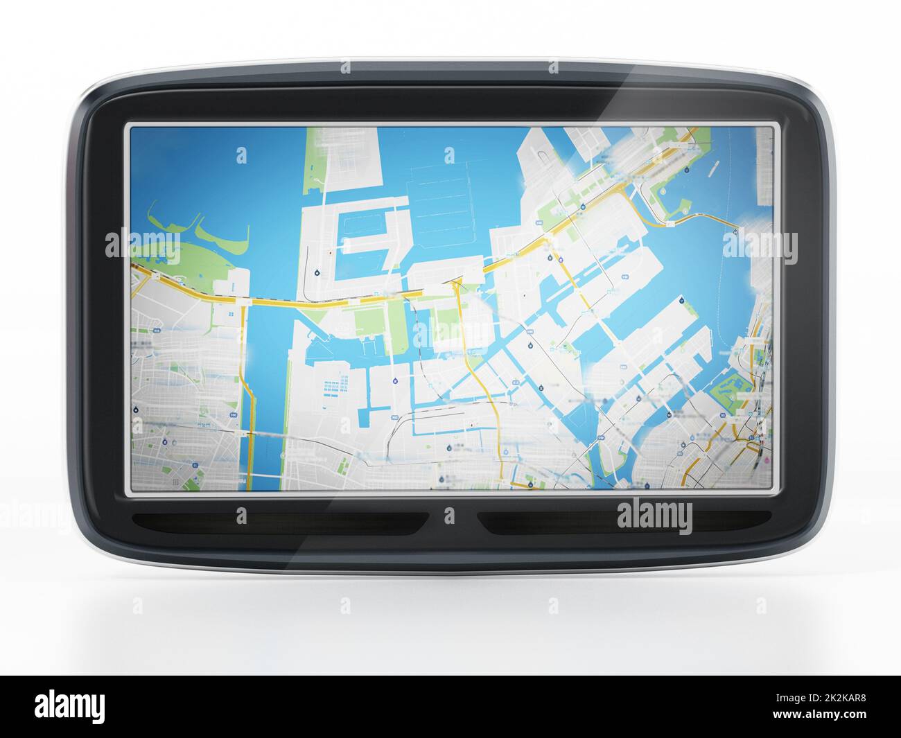 GPS Global Positioning System isolato su sfondo bianco. Illustrazione 3D Foto Stock