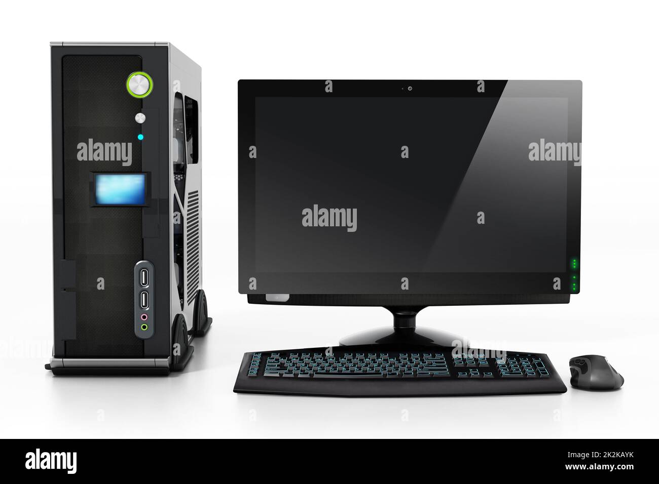 PC moderno isolato su sfondo bianco. Illustrazione 3D Foto Stock