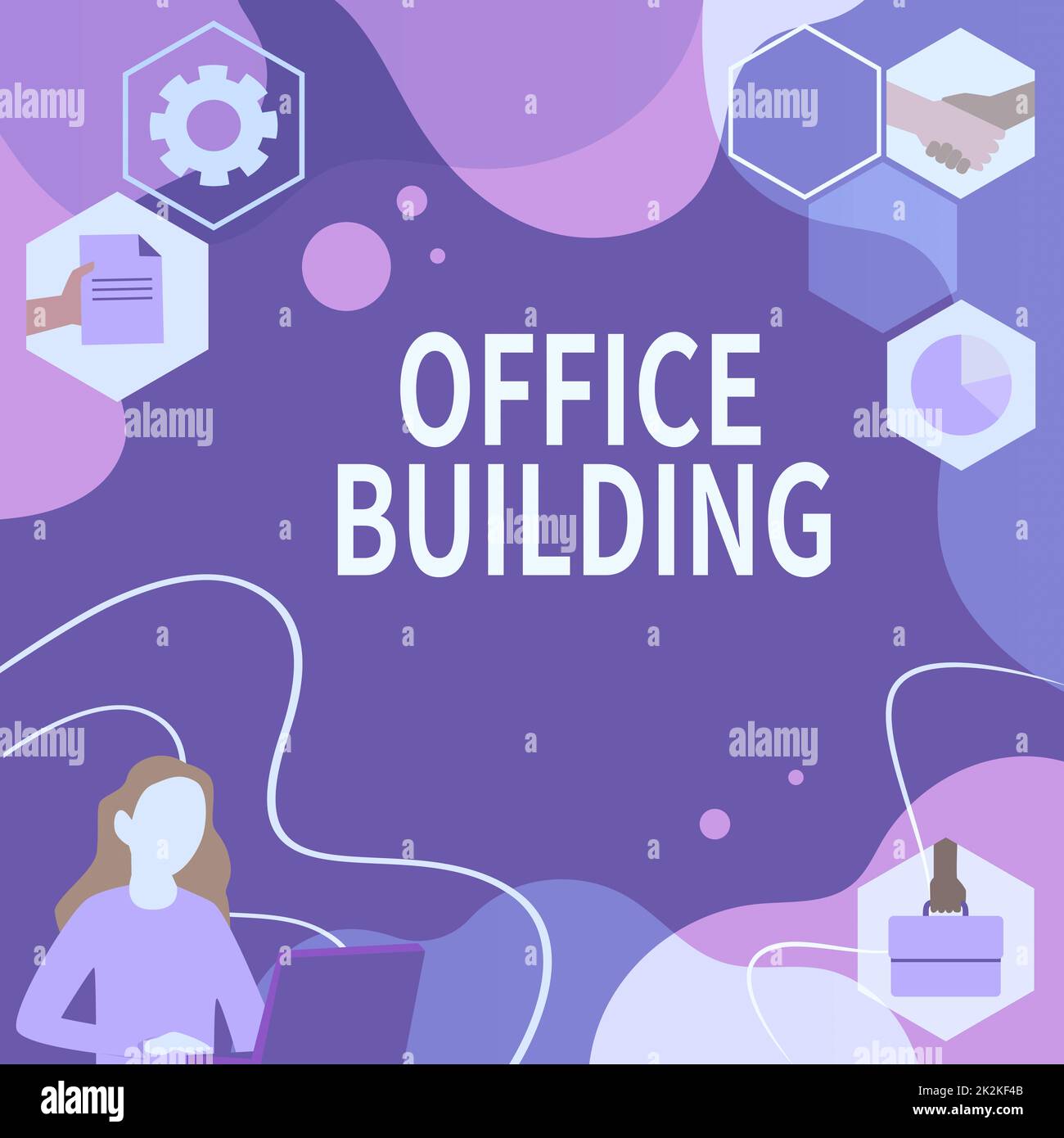 Cartello che mostra l'edificio degli uffici. Concetto di Internet gli edifici commerciali sono utilizzati per scopi commerciali Donna pensiero innovativo Leading Ideas verso un futuro stabile. Foto Stock