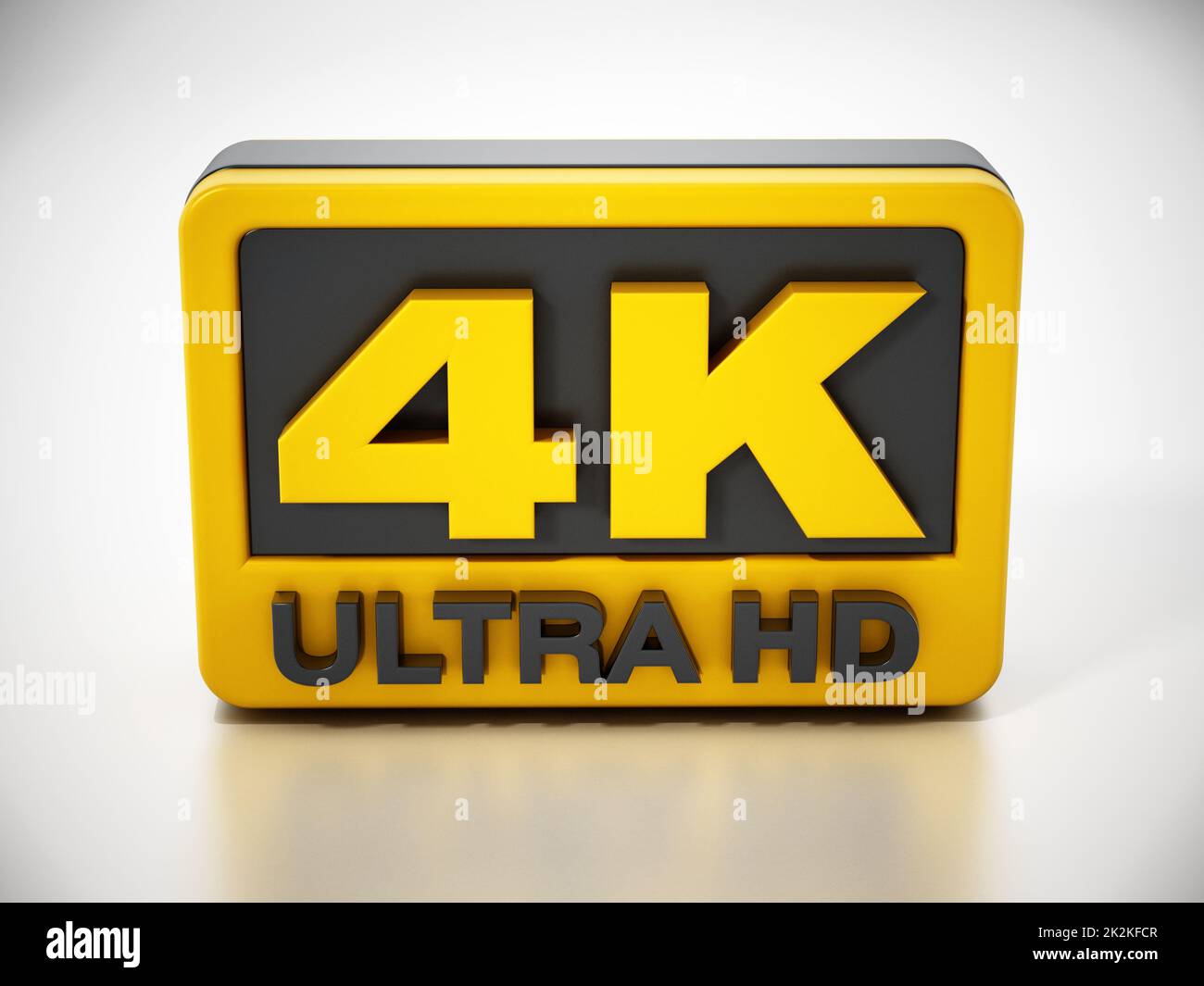 Icona 4K Ultra HD isolata su sfondo bianco. Illustrazione 3D Foto Stock