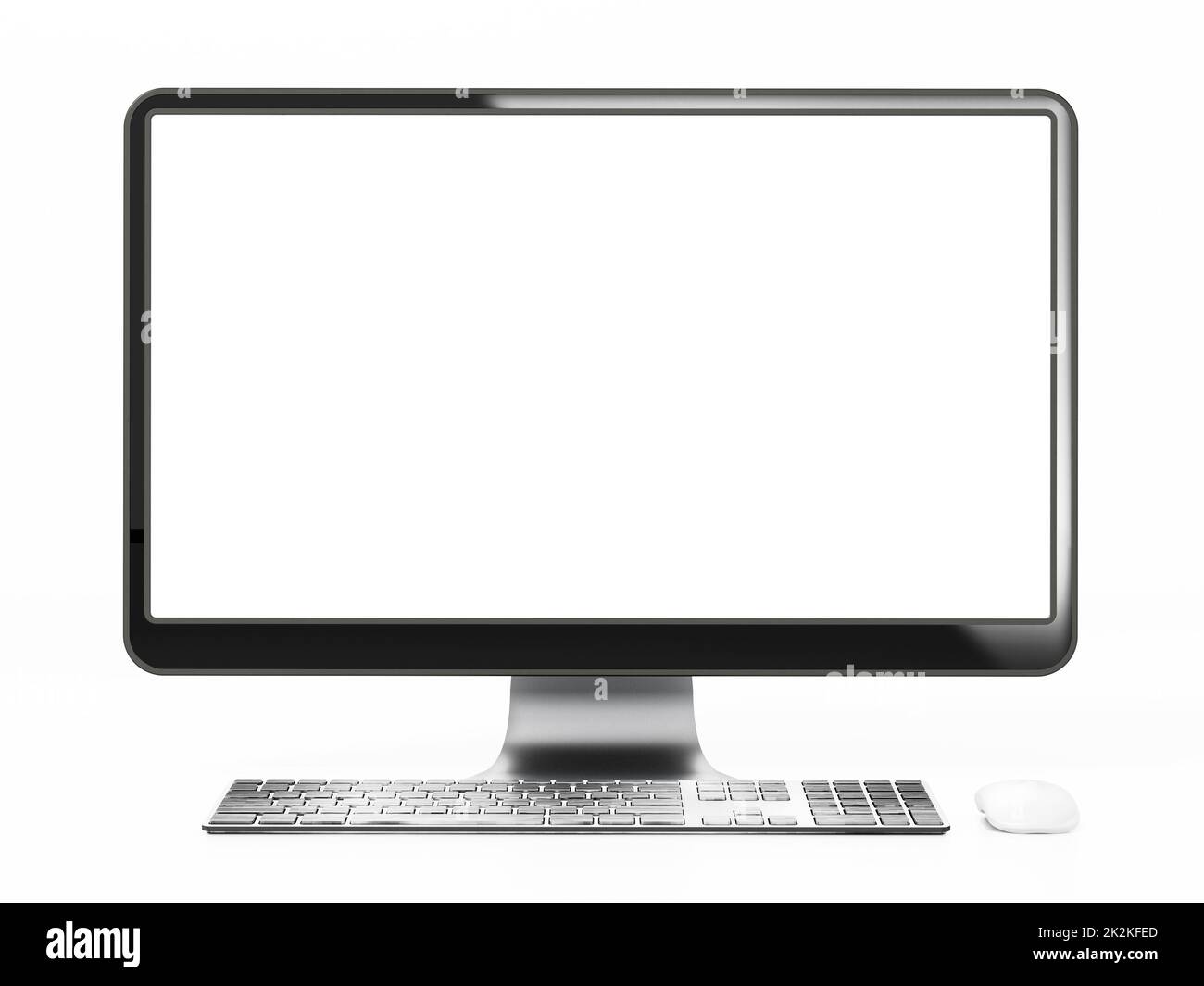 Moderno computer desktop con schermo vuoto. Illustrazione 3D Foto Stock