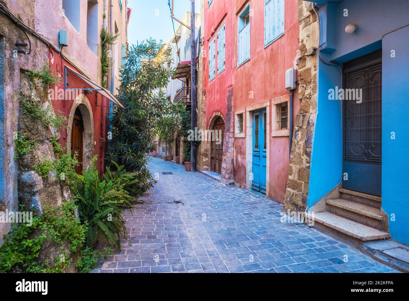 Pittoresche strade panoramiche della città veneziana di Chania. Chania, Creete, Grecia Foto Stock