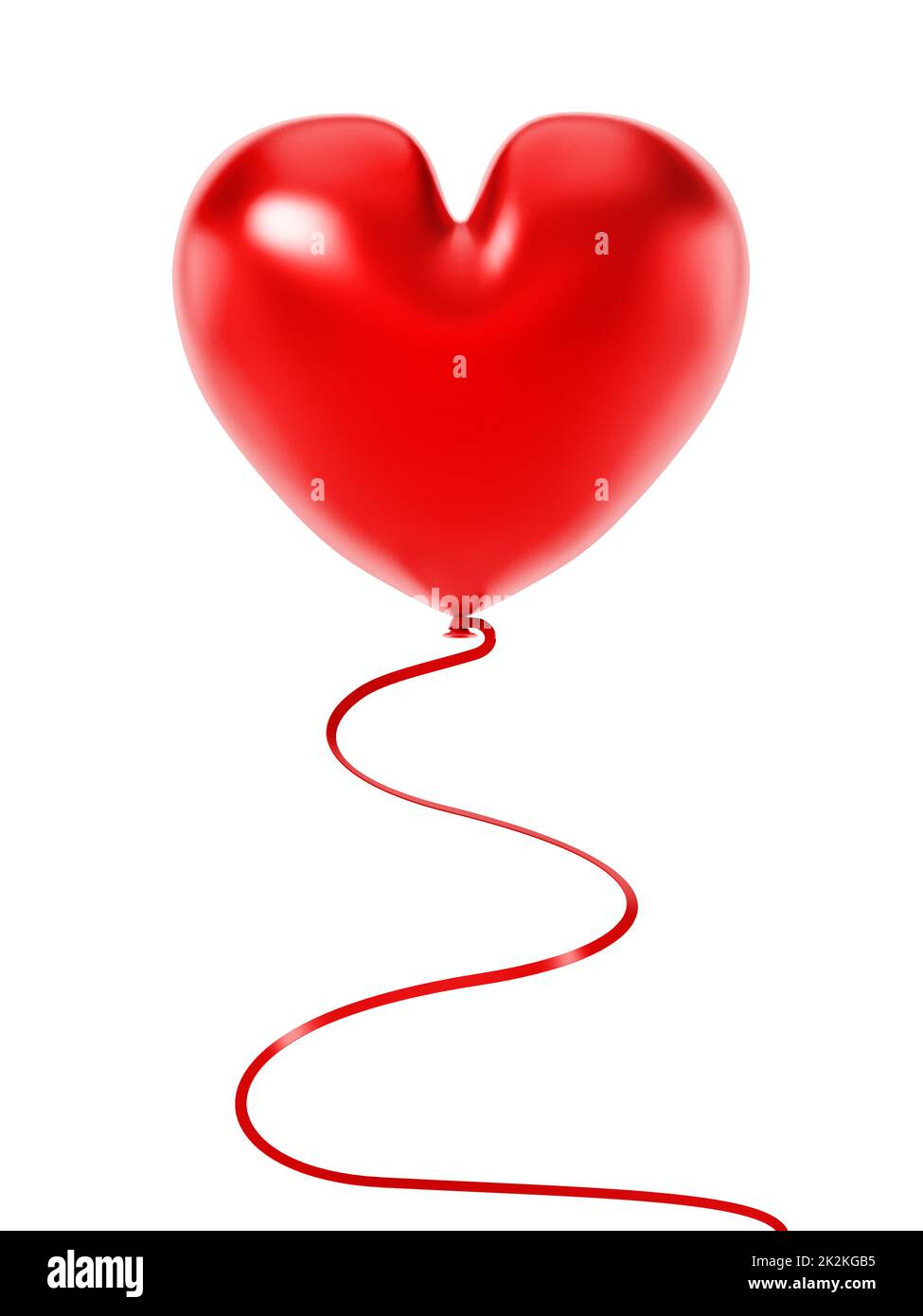 Palloncino a forma di cuore isolato su sfondo bianco. Illustrazione 3D Foto Stock