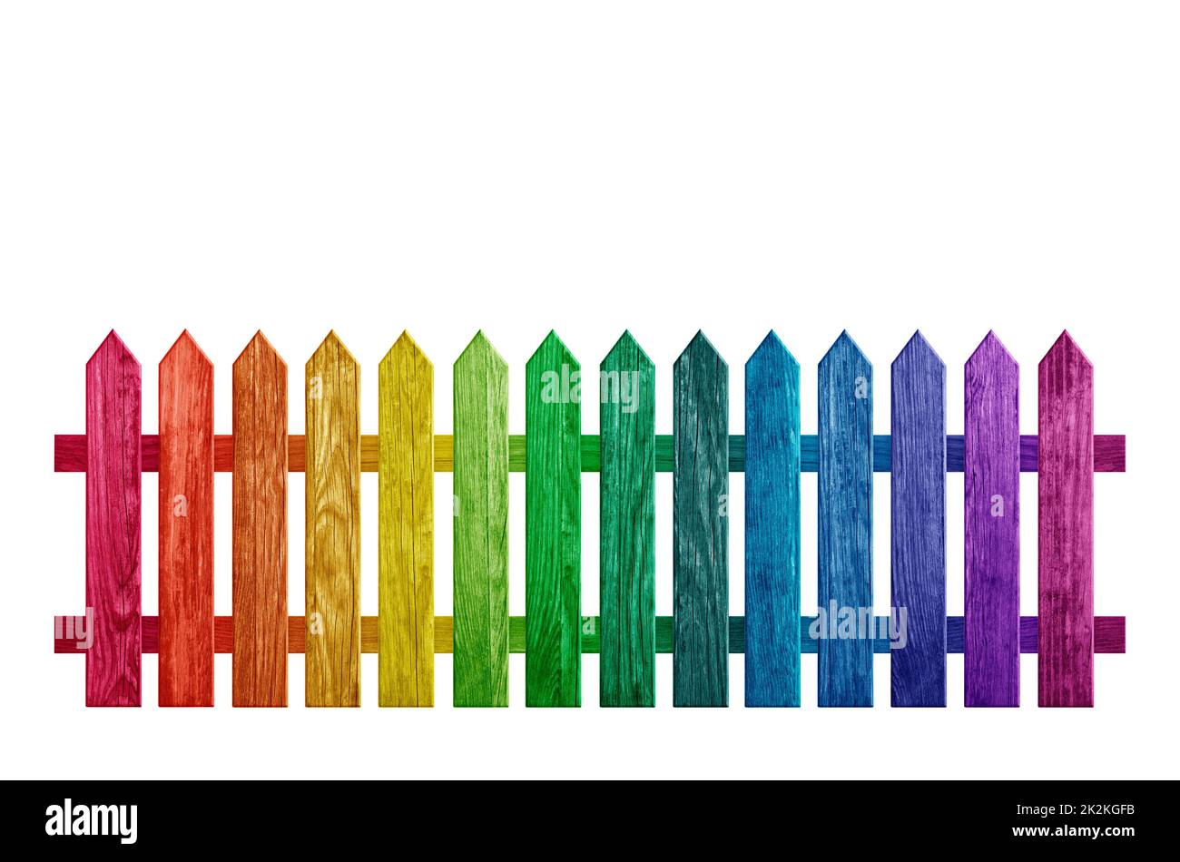 Colorato recinto di legno isolato su bianco con sentiero di taglio Foto Stock