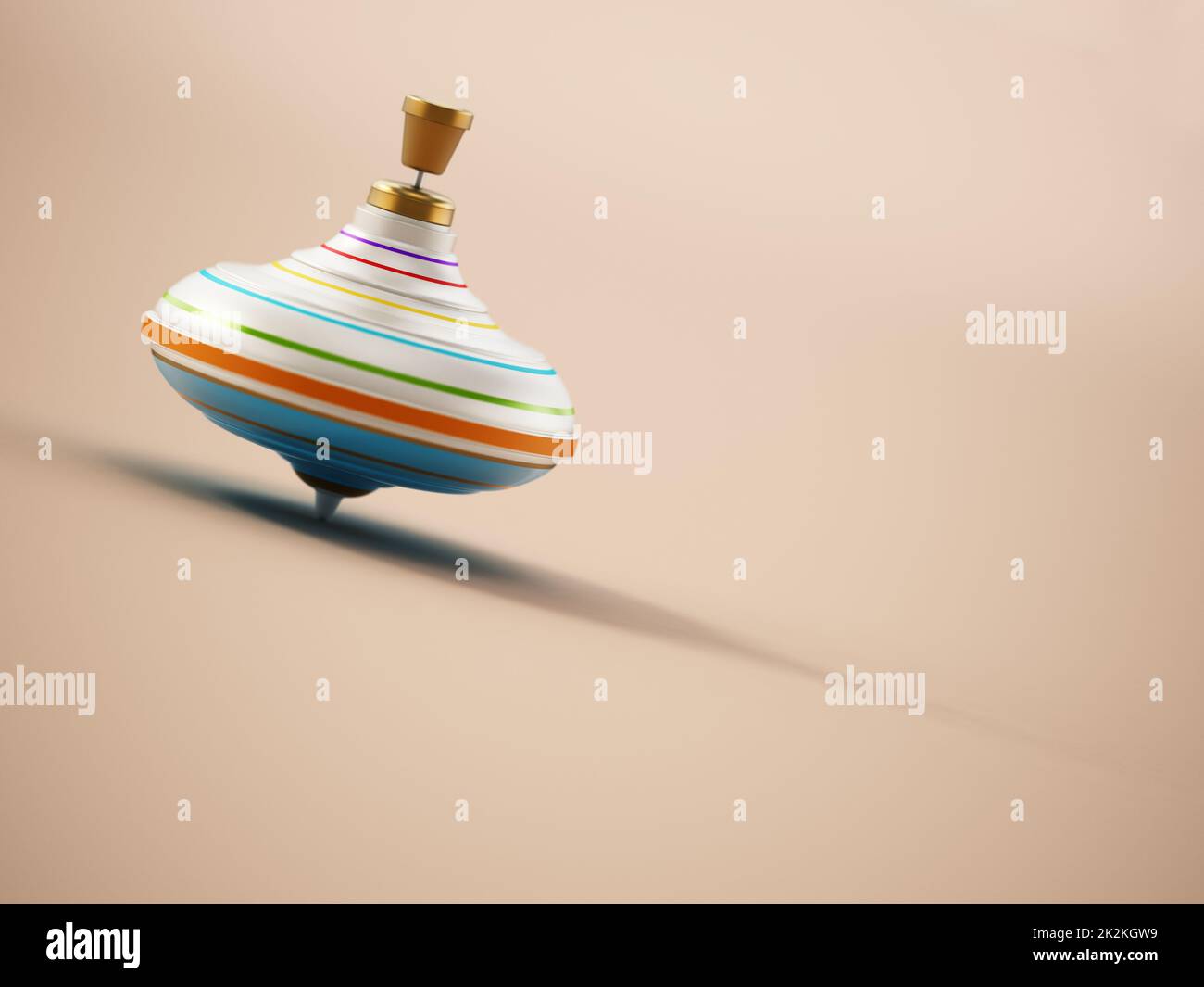 Giocattolo vorticoso nell'angolo in alto a sinistra. Spazio di copia sul lato destro. Illustrazione 3D Foto Stock