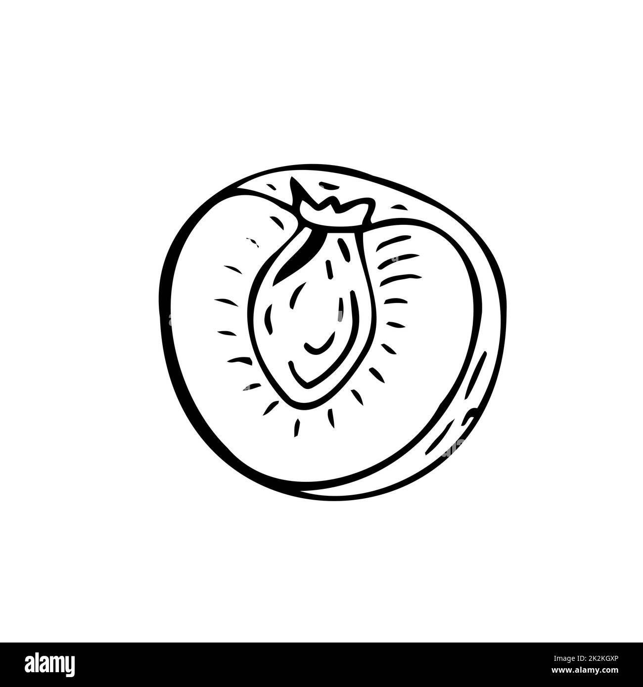 Pesca sottili linee nere su sfondo bianco - Vector Foto Stock