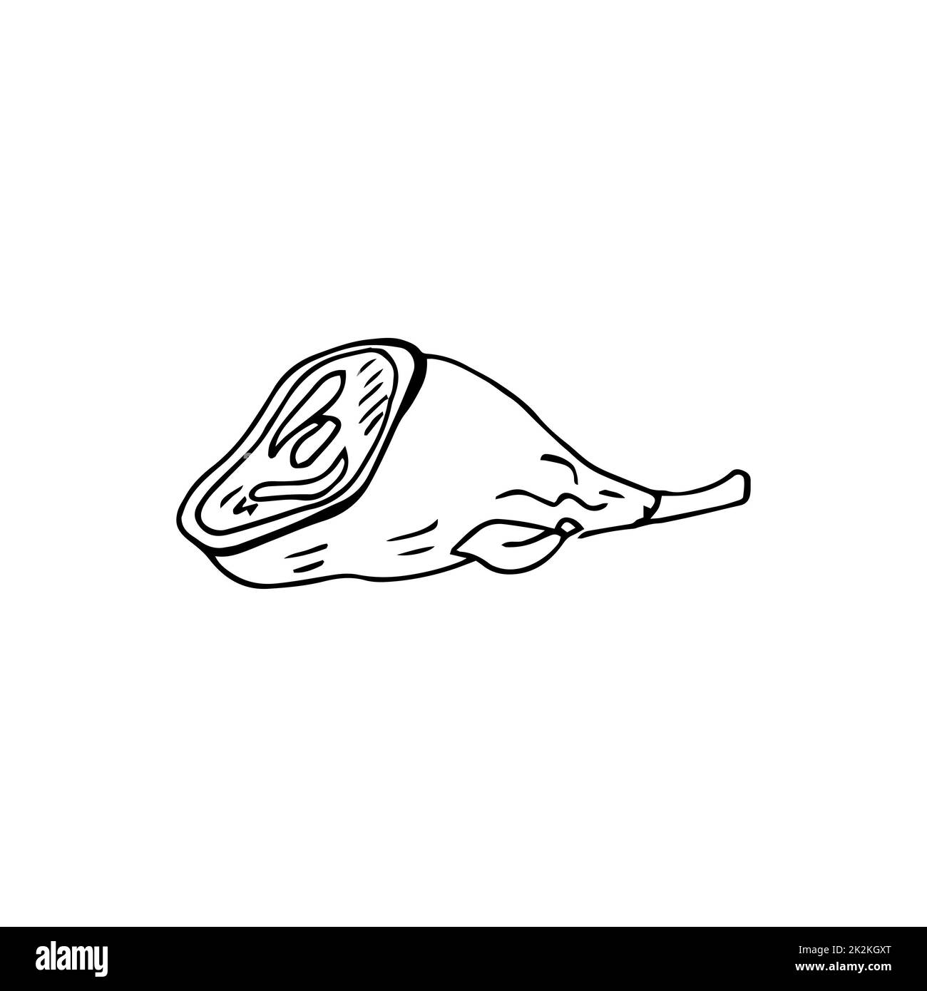 Pezzo di manzo sottili linee nere su sfondo bianco - Vector Foto Stock