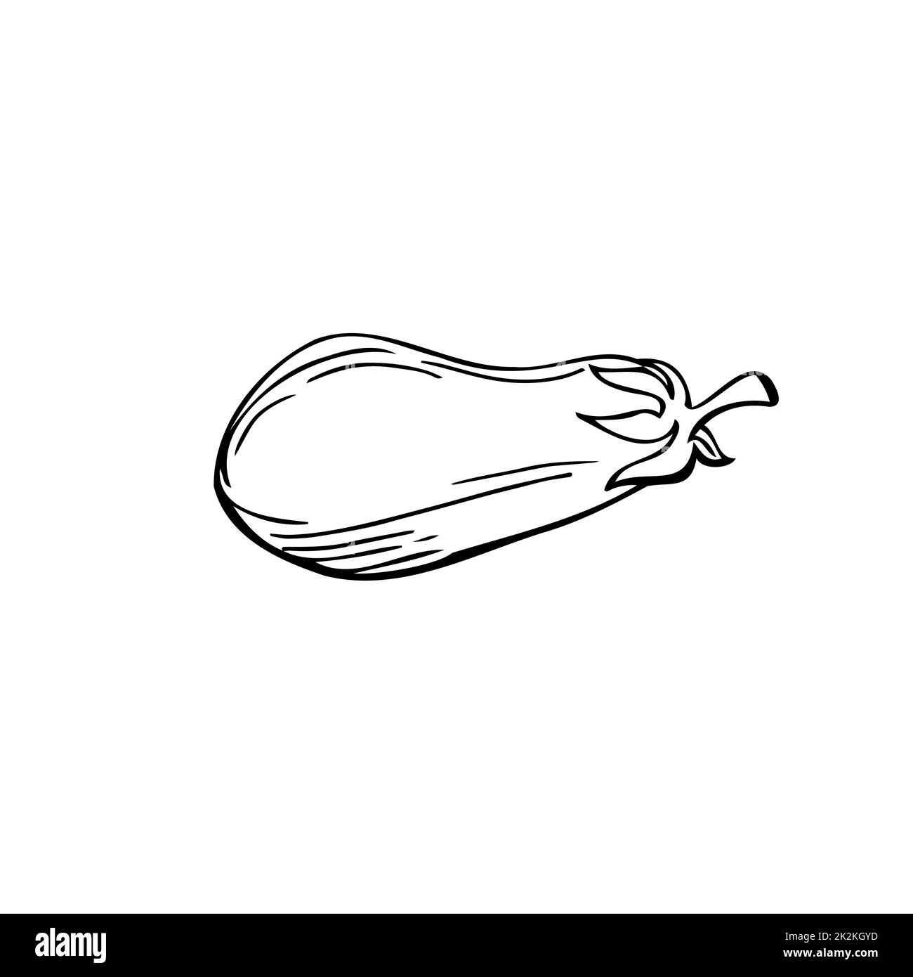 Melanzane sottili linee nere su sfondo bianco - Vector Foto Stock