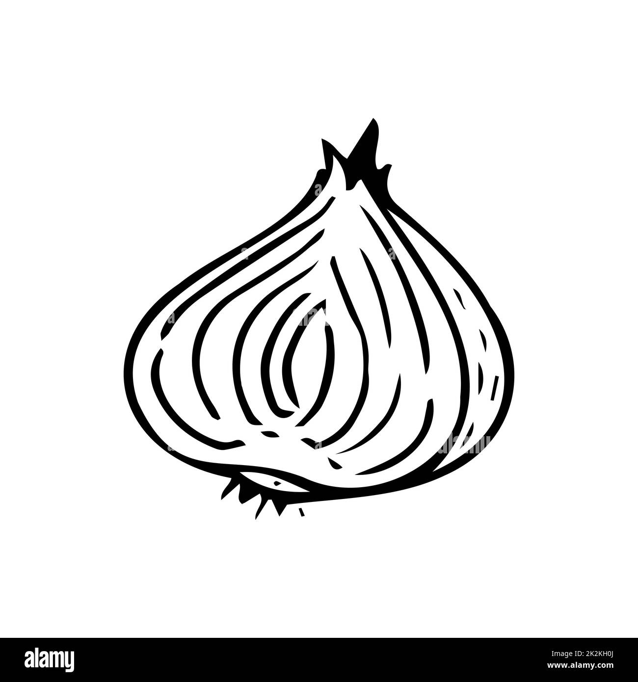 Cipolla sottile linee nere su sfondo bianco - Vector Foto Stock