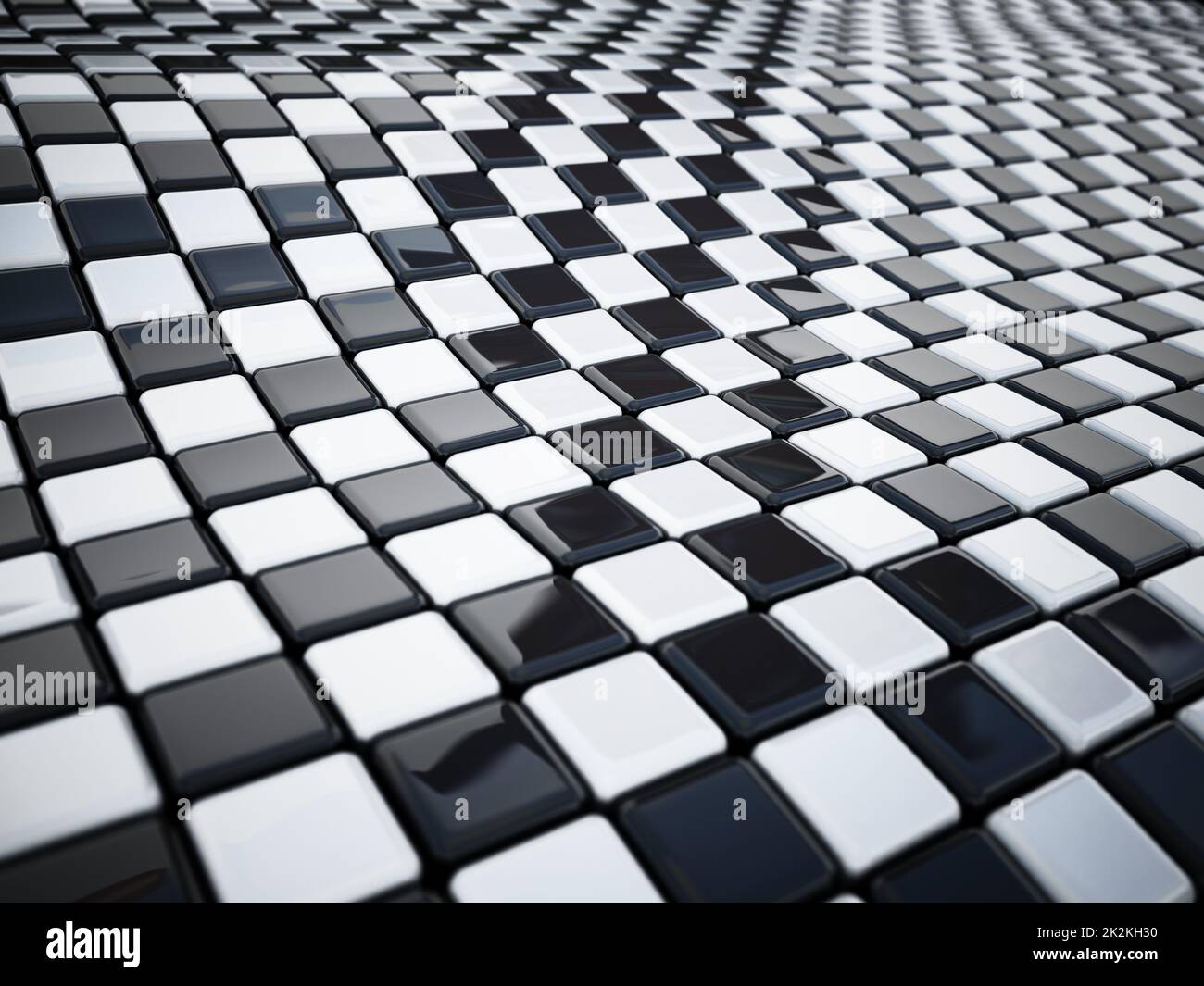 Texture a bandiera a scacchi con pattern d'onda. Illustrazione 3D Foto Stock