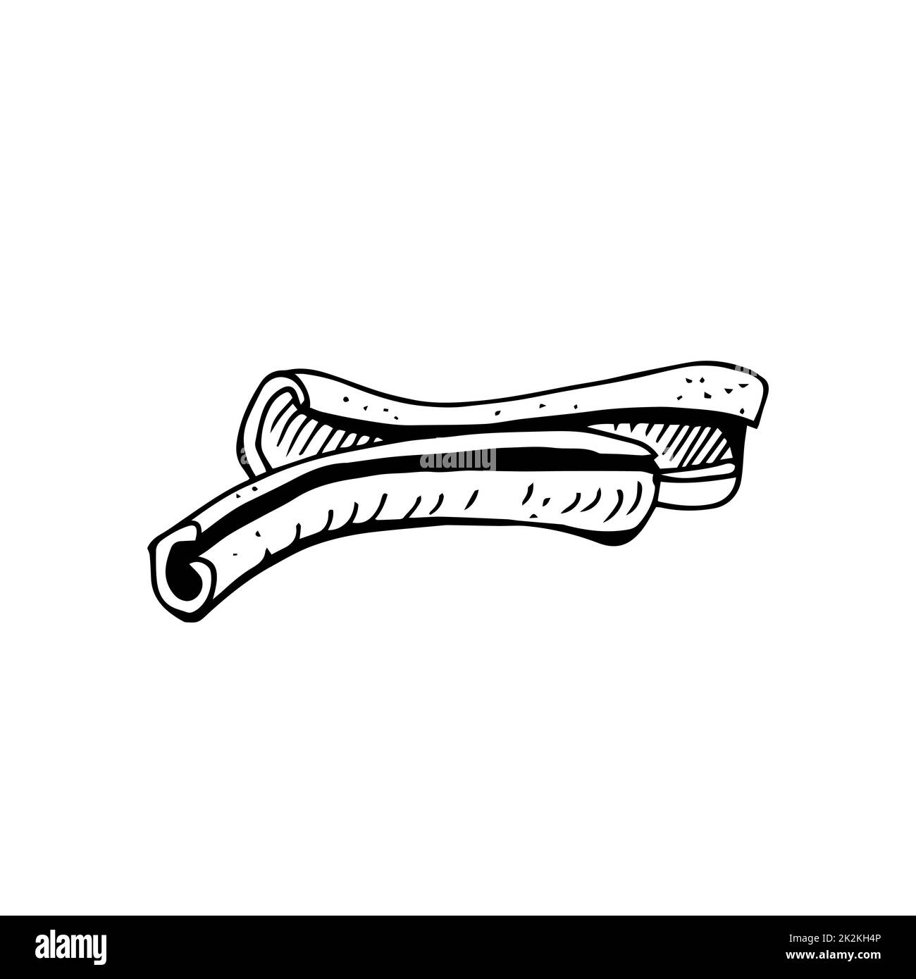 Condimento cannella sottili linee nere su sfondo bianco - Vector Foto Stock