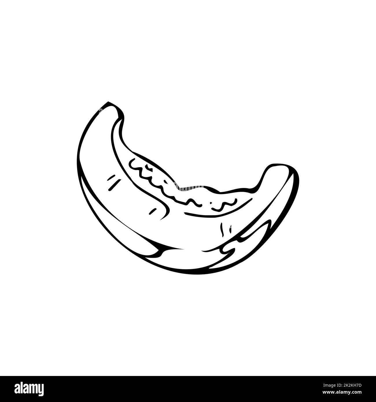 Un pezzo di melone sottili linee nere su uno sfondo bianco - Vector Foto Stock