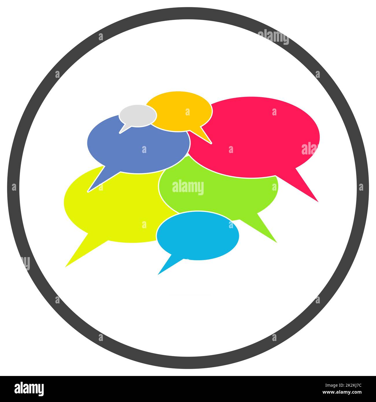 Icona in cerchio: Comunicazione sui social media Foto Stock