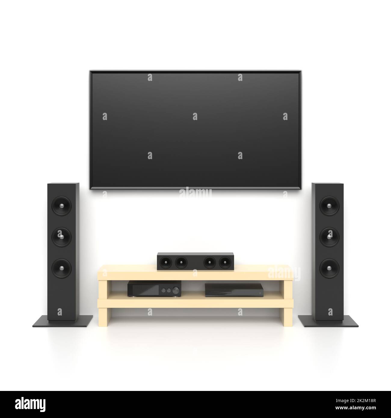 Immagine del sistema Home Cinema 3D:9 su sfondo bianco Foto Stock