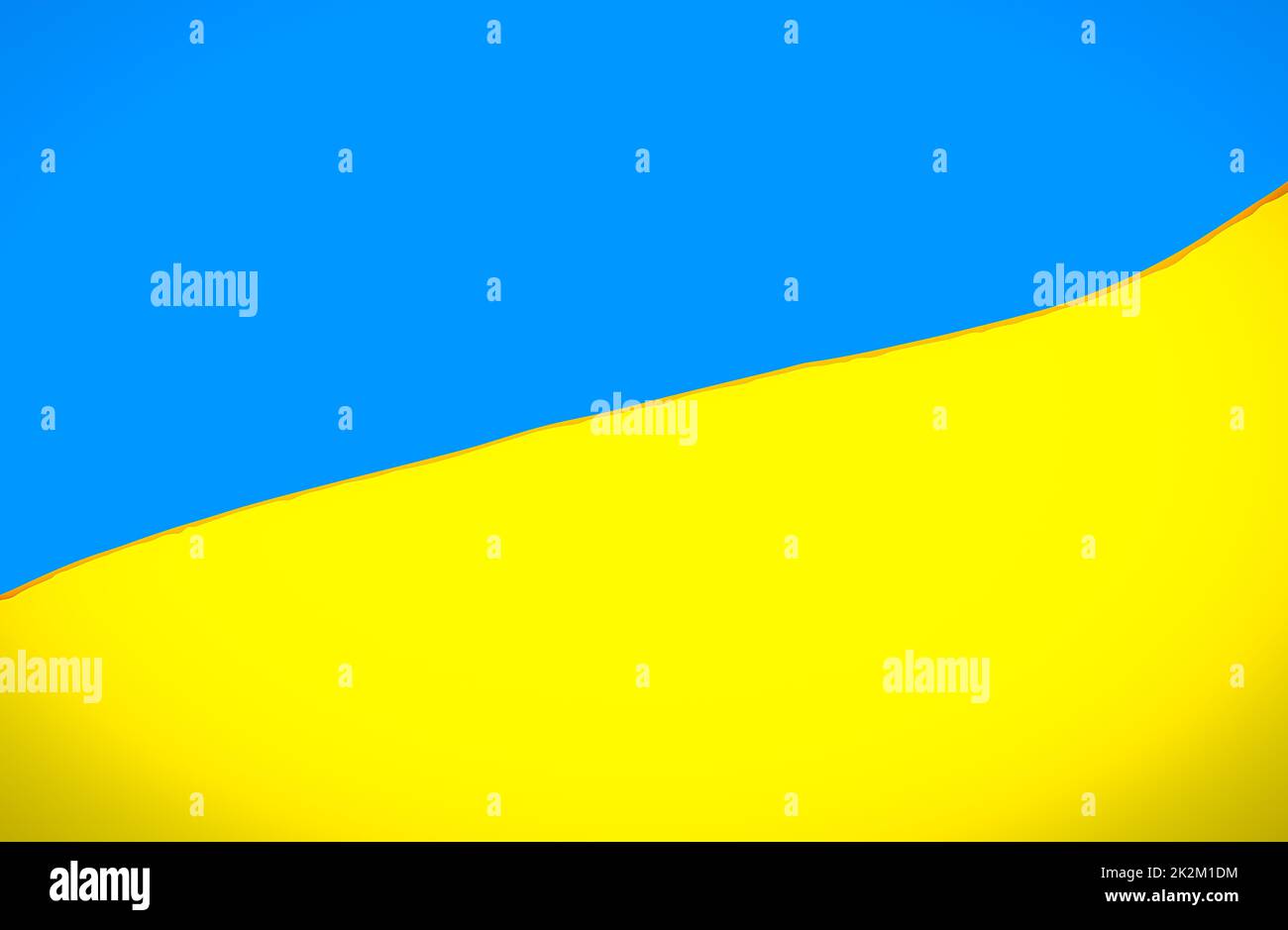 Illustrazione della bandiera nazionale dell'Ucraina. La bandiera dell'Ucraina è costituita da bande orizzontali di dimensioni uguali di blu e giallo Foto Stock