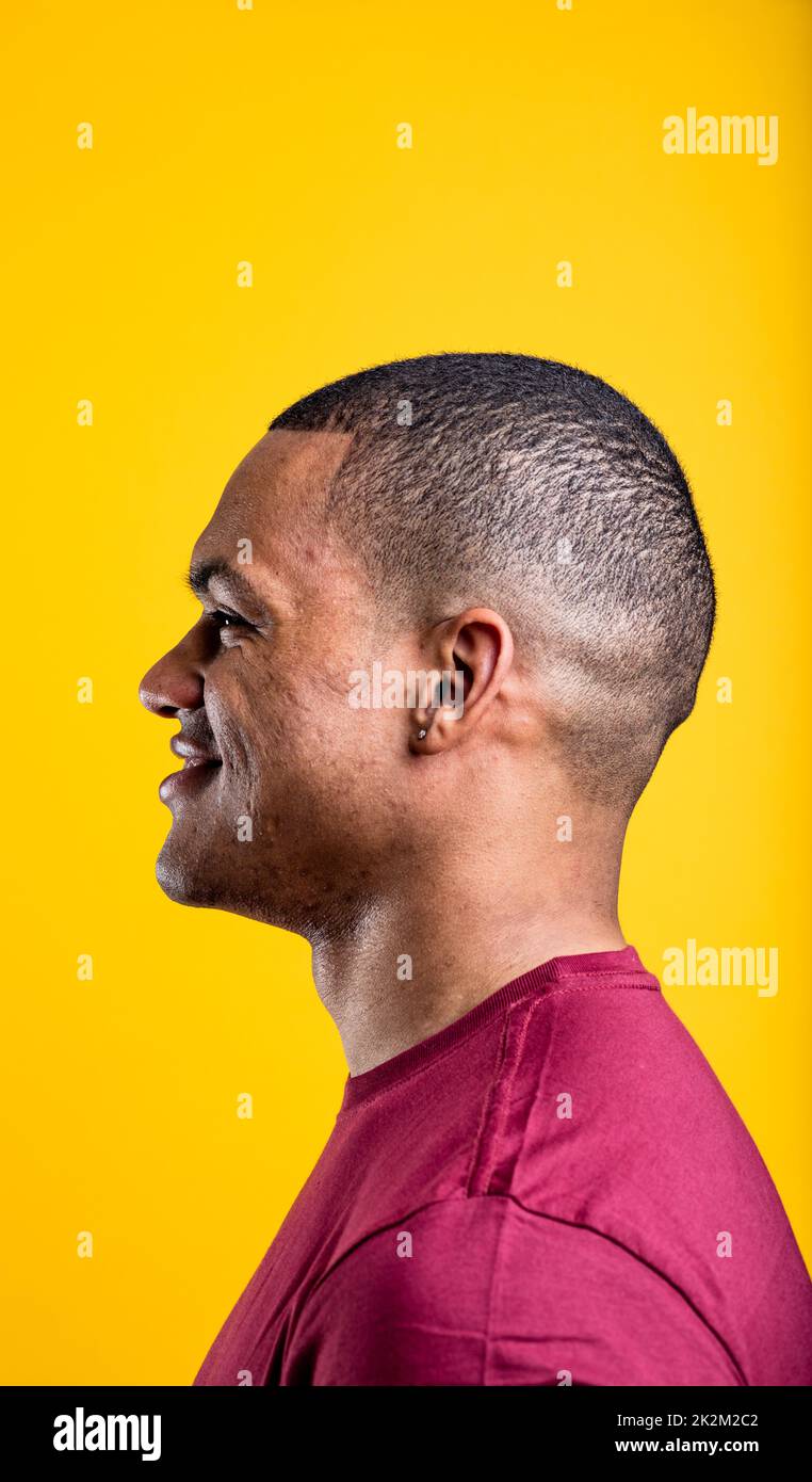 profilo sorridente ritratto di un afro-americano Foto Stock