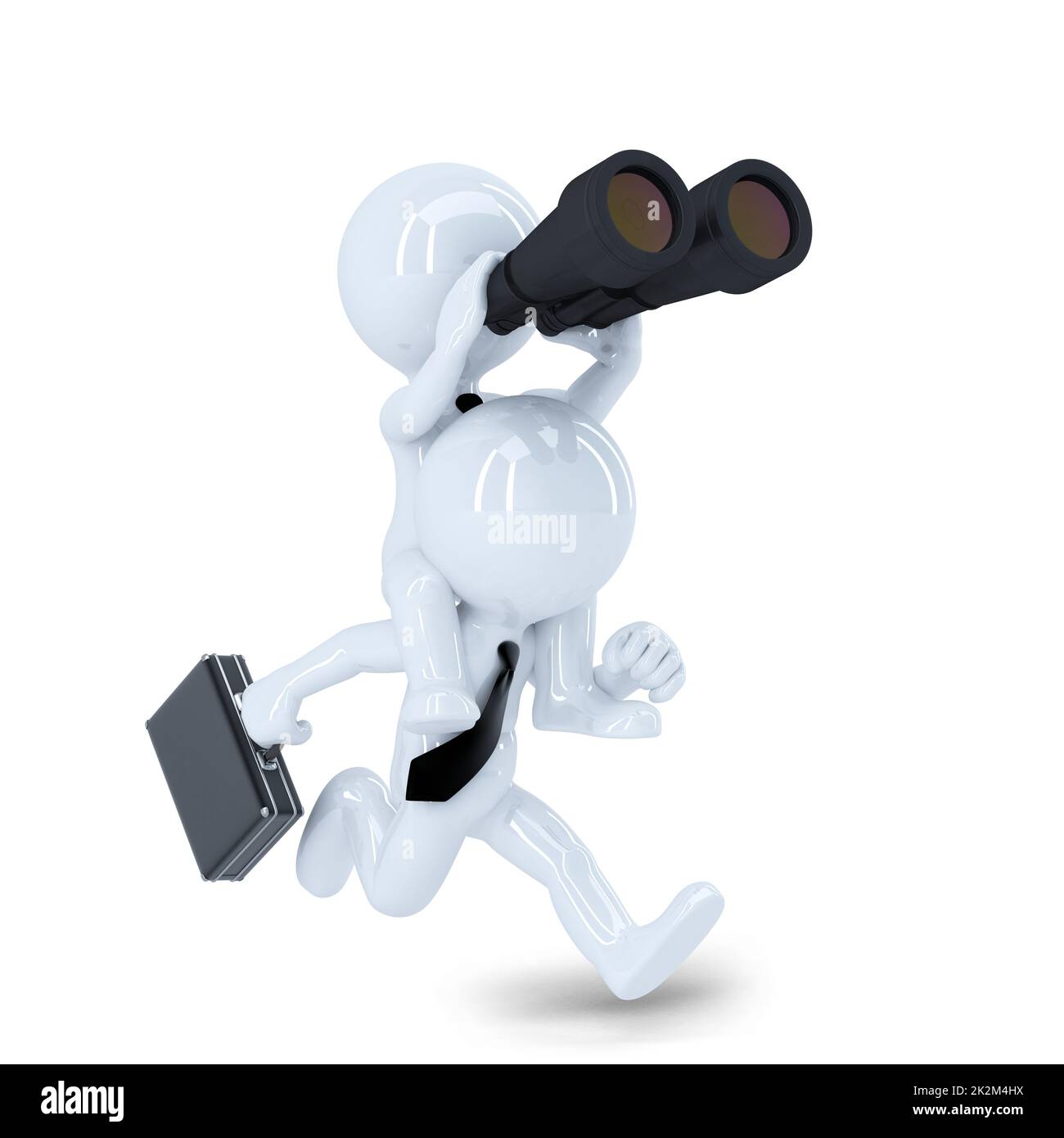 Esecuzione di imprenditore con un binocolo. Ricerca di lavoro concetto. Isolato Foto Stock
