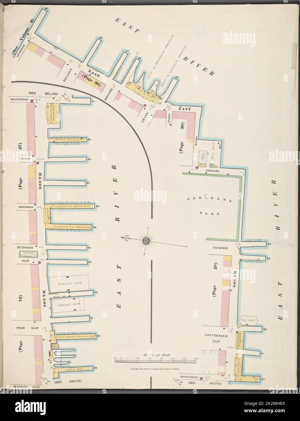 Cartografica, Mappe. 1894. Lionel Pincus e la Principessa Firyal Map Division. Assicurazione antincendio , New York (Stato), Real Property , New York (Stato), Cities & Cities , New York (Stato) Manhattan, V. 1, Plate No. South Piers B Mappa dei moli Sud B. Foto Stock
