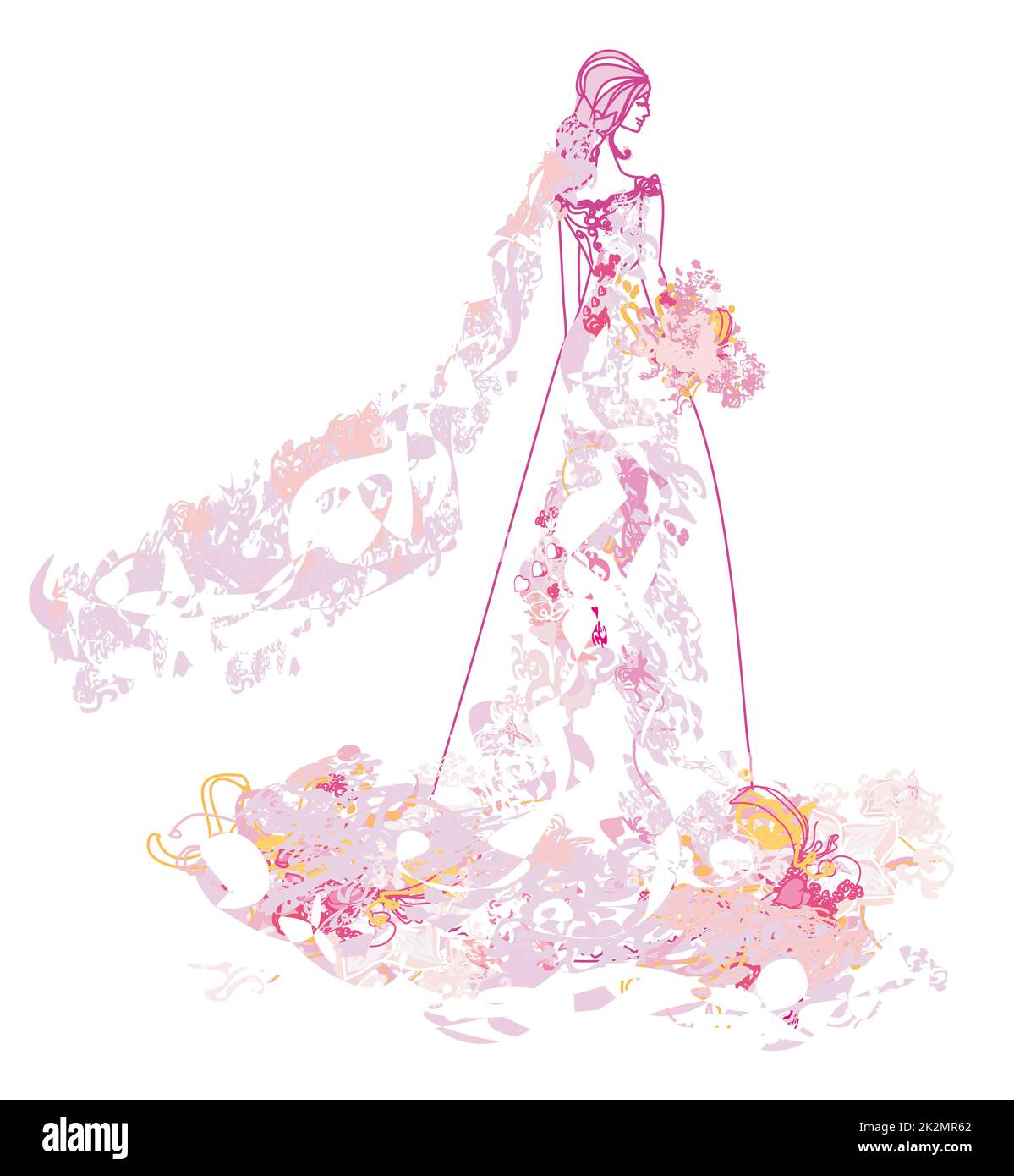 Abstract bella sposa floreali Foto Stock