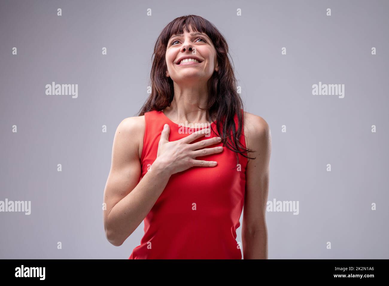 Felice donna o signora fiduciosa innamorata Foto Stock