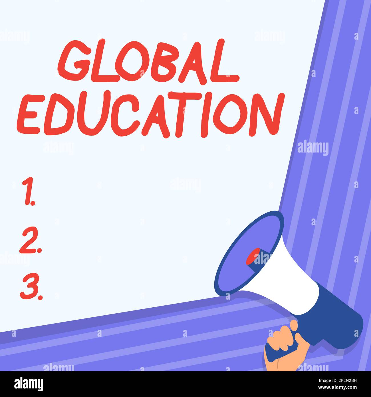 Visualizzazione concettuale Istruzione globale. Le idee concettuali della foto insegnate per migliorare s è la percezione del mondo Illustrazione di mano che tiene Megaphone che fa l'annuncio meravigliosamente. Foto Stock