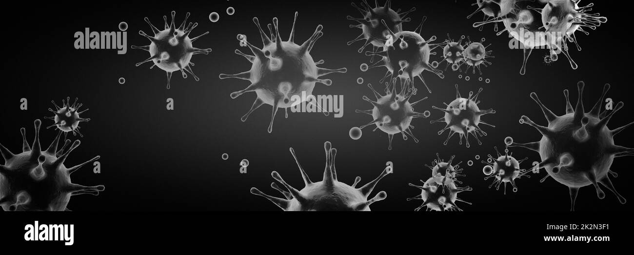 Background del virus corona, concetto di rischio pandemico. 3D illustrazione Foto Stock