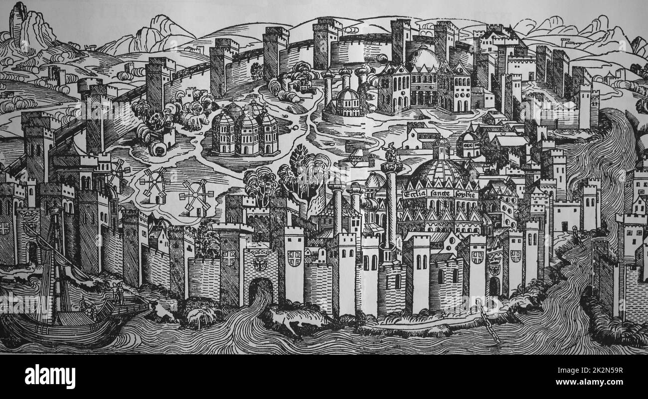 Costantinopoli. Cronaca di Norimberga, 1494. Foto Stock
