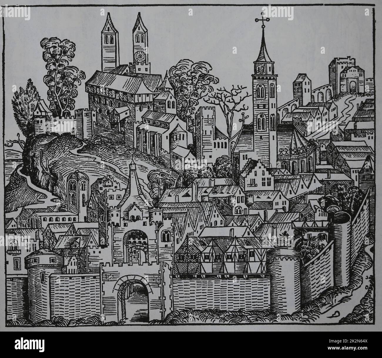 Damasco. Incisione. La Cronaca di Norimberga. 15th ° secolo. Foto Stock