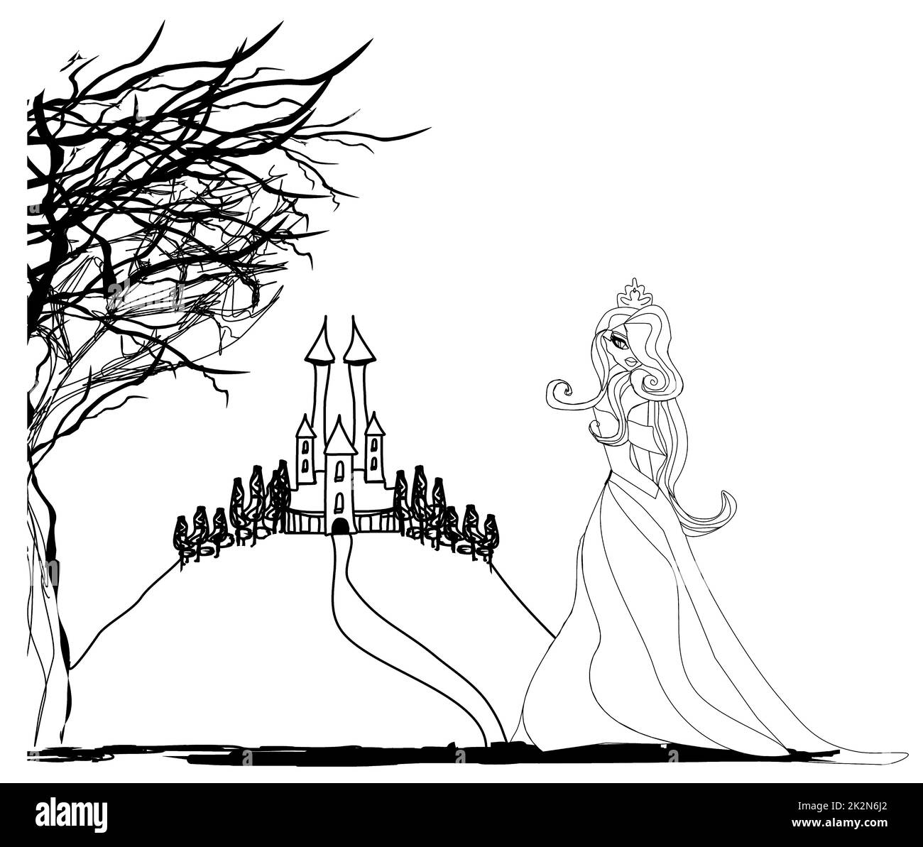 Strega Halloween - doodle illustrazione Foto Stock