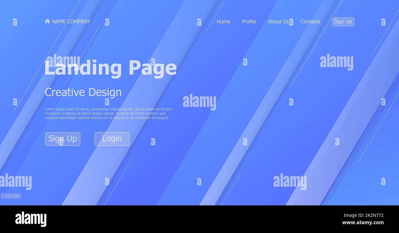 Home page landing blue web landing page template digital website landing page design concept - Vector Foto Stock