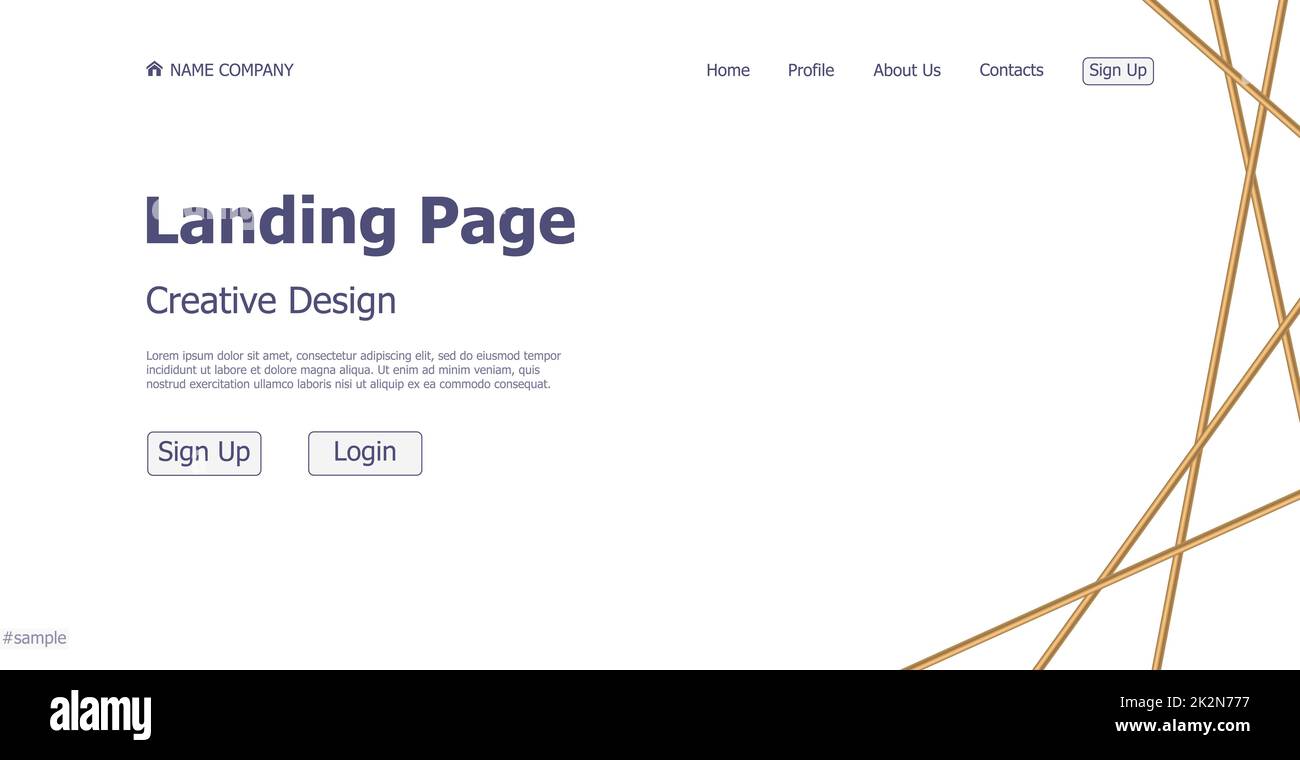 Home page landing white web template gold lines landing page sito web digitale landing page design concept - Vector Foto Stock