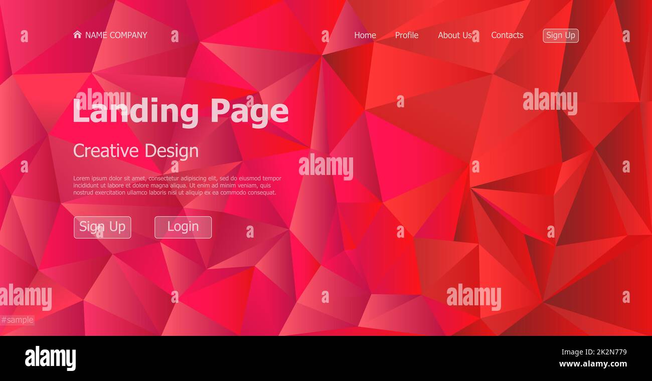 Home page landing page rosso modello geometrico landing business page sito web digitale landing page design concept - Vector Foto Stock