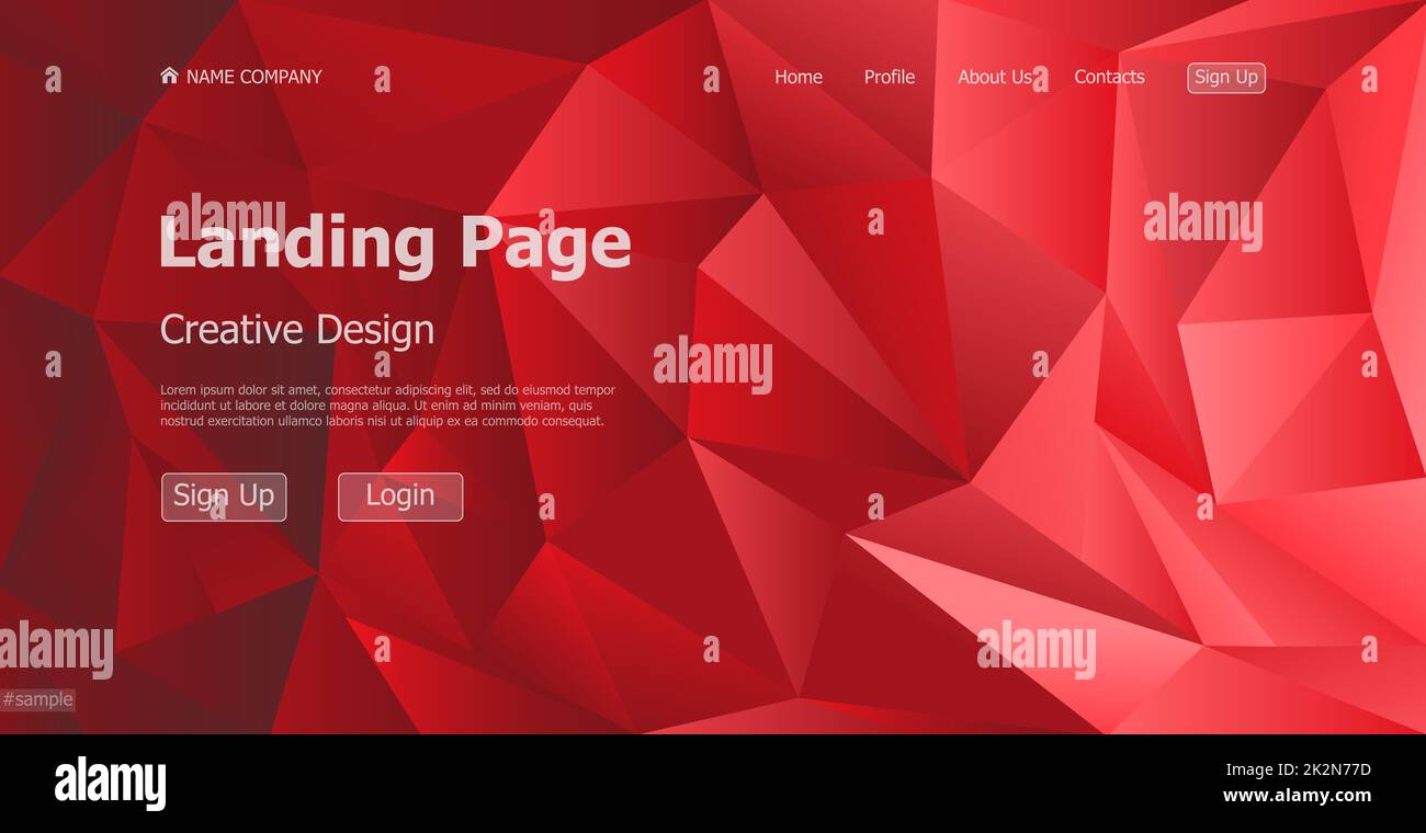 Home page landing page rosso modello geometrico landing business page sito web digitale landing page design concept - Vector Foto Stock